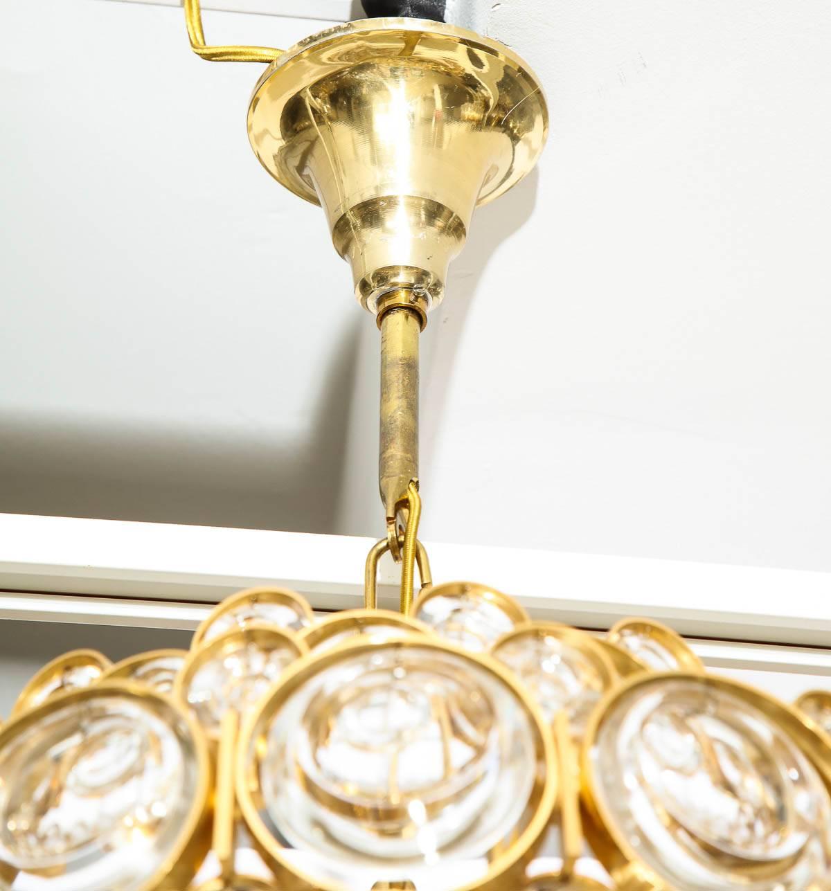 Palwa Gilt Brass Optic Glass Chandelier 1