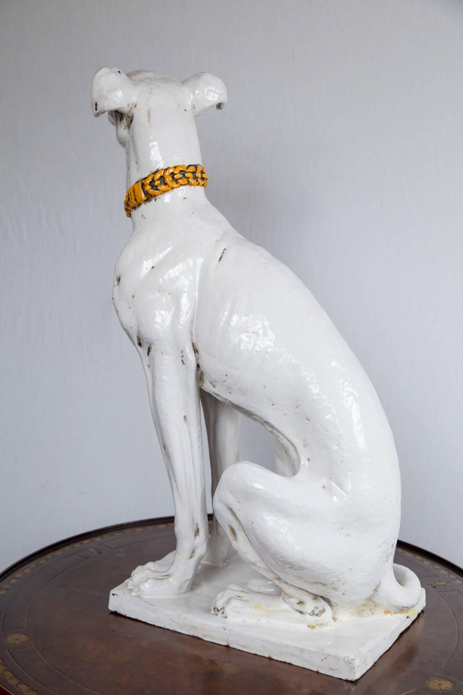 Glazed Pottery Italian Model of a Greyhound For Sale 4