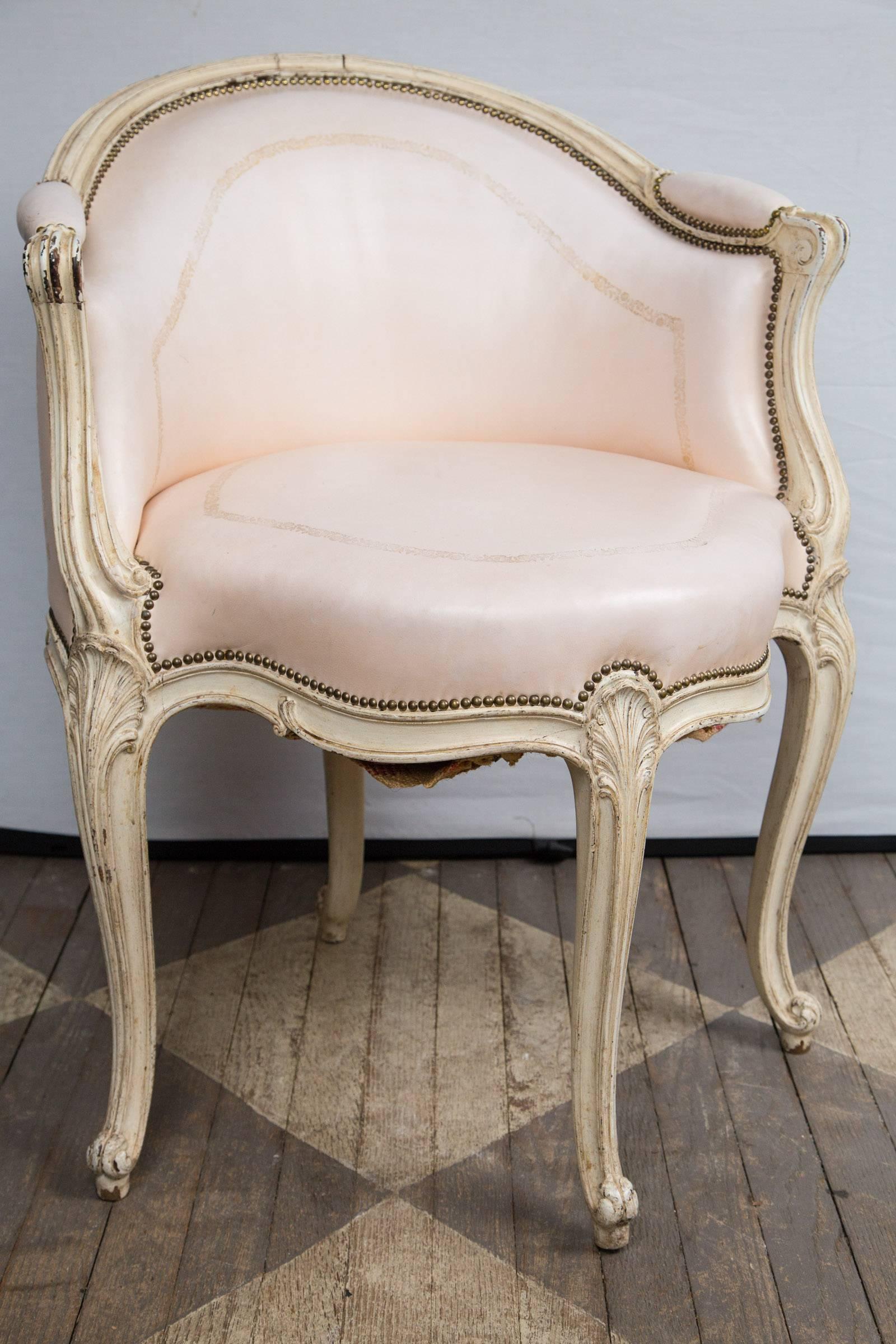 French Elegant Painted Bergere in Louis XV Style