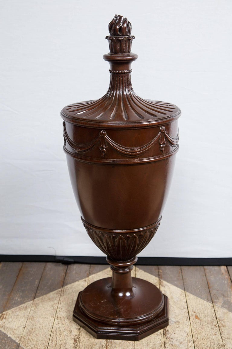 Pair of Mahogany Urns with Lids at 1stDibs urns with lids