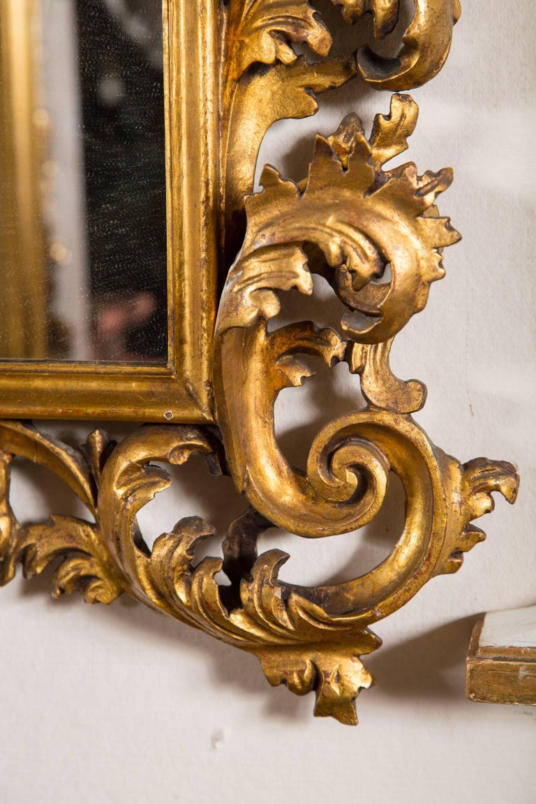 Hand-Carved Antique Italian Giltwood Mirror