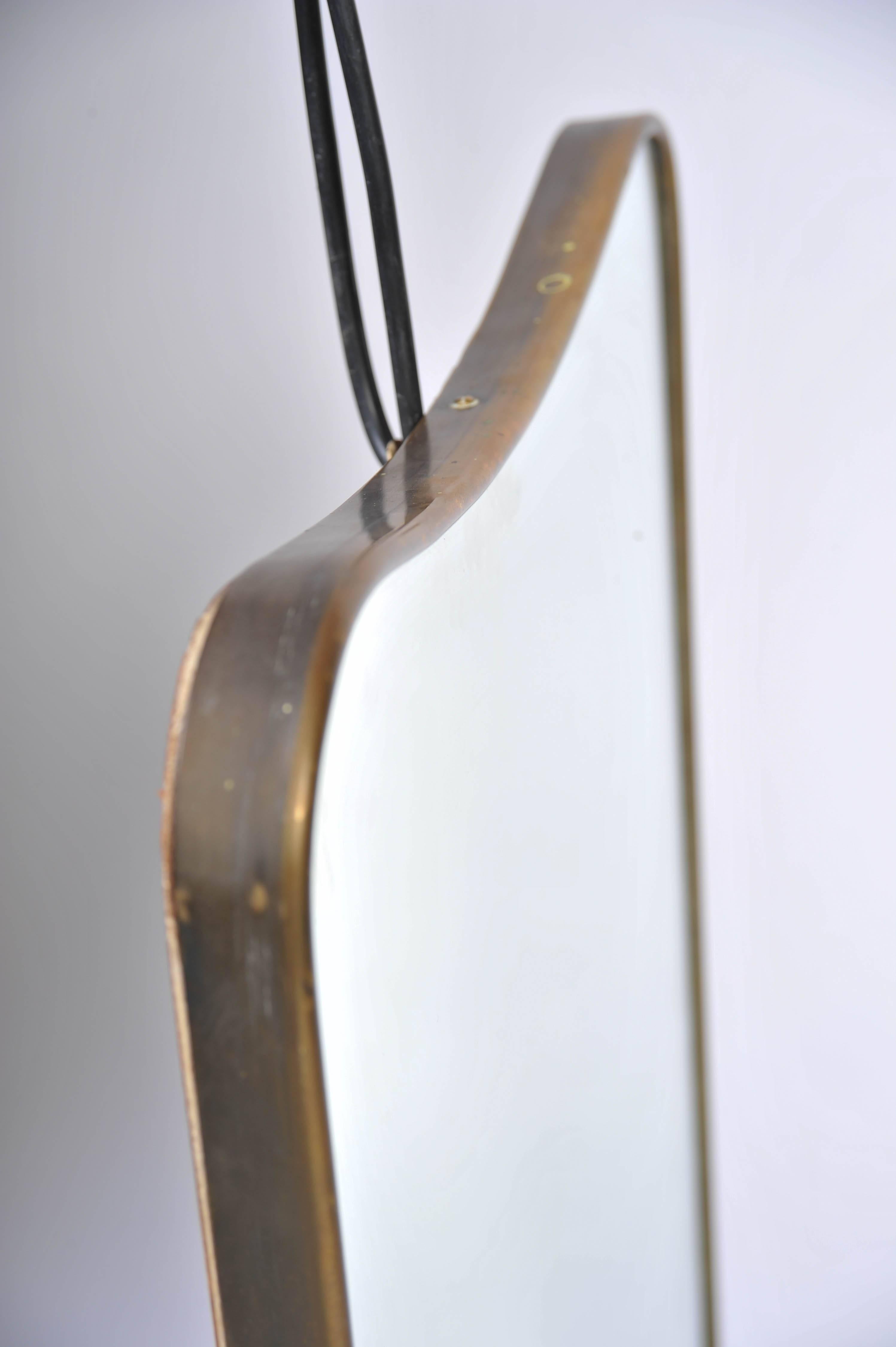 Mid-20th Century 1960s Italian Brass Frame Mirror by Gio Ponti