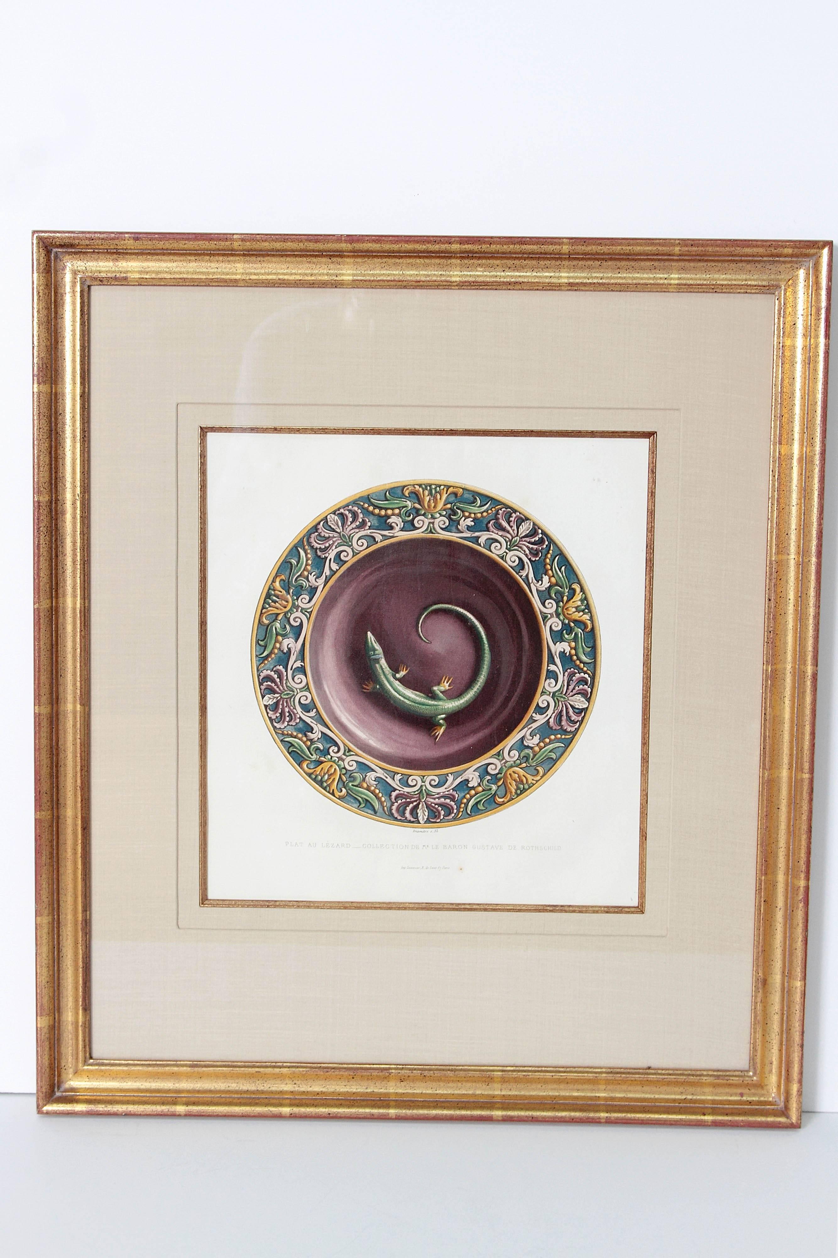 French Palissy Ware Lithographs, Set of Six, by Rose-Joseph Lemercier