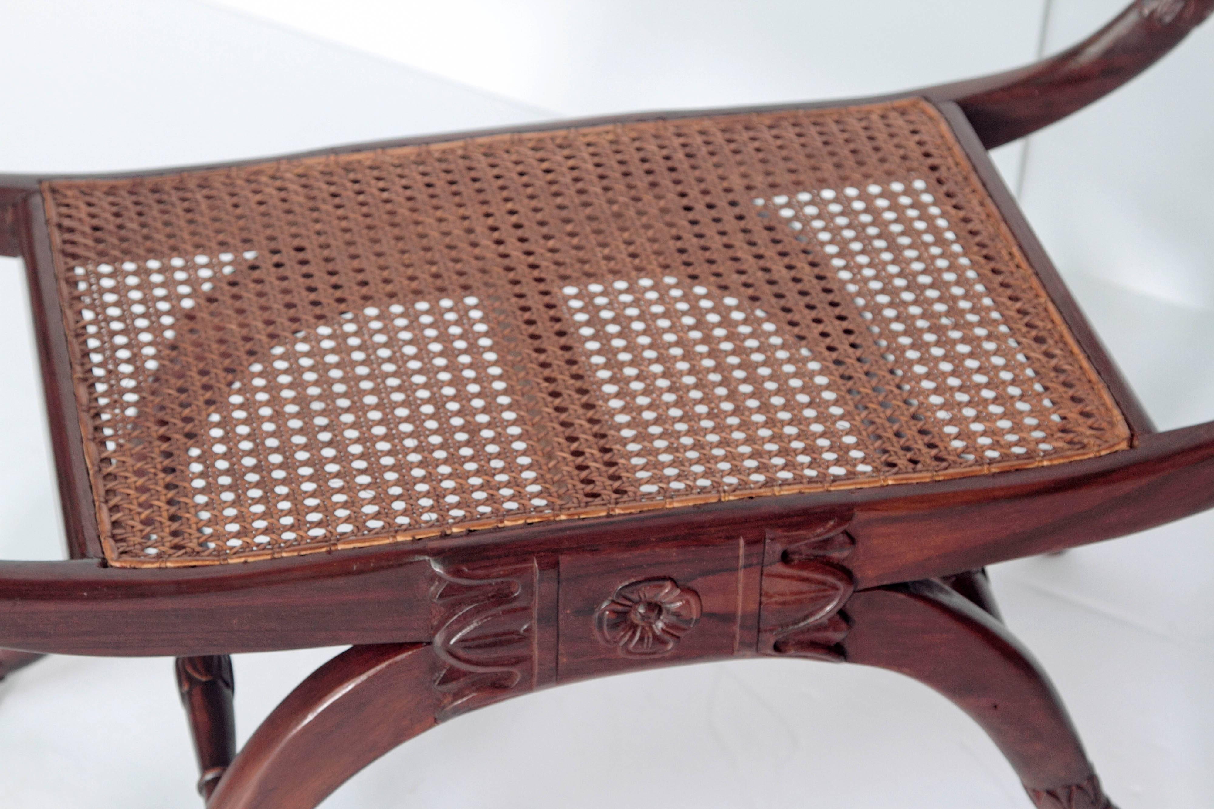 A group of  English style walnut bench in an elongated 