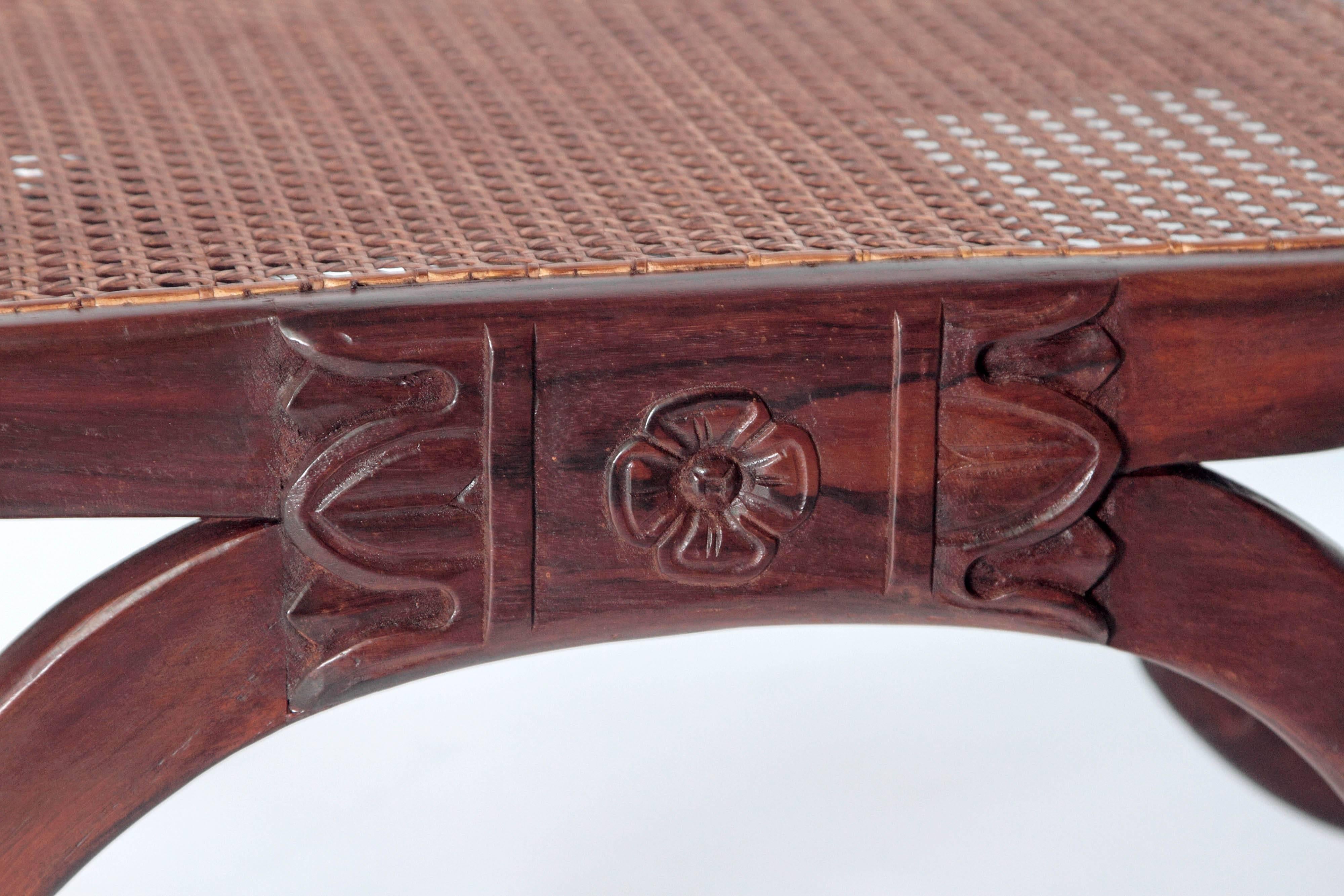 Carved  English Regency-Style Walnut Benches