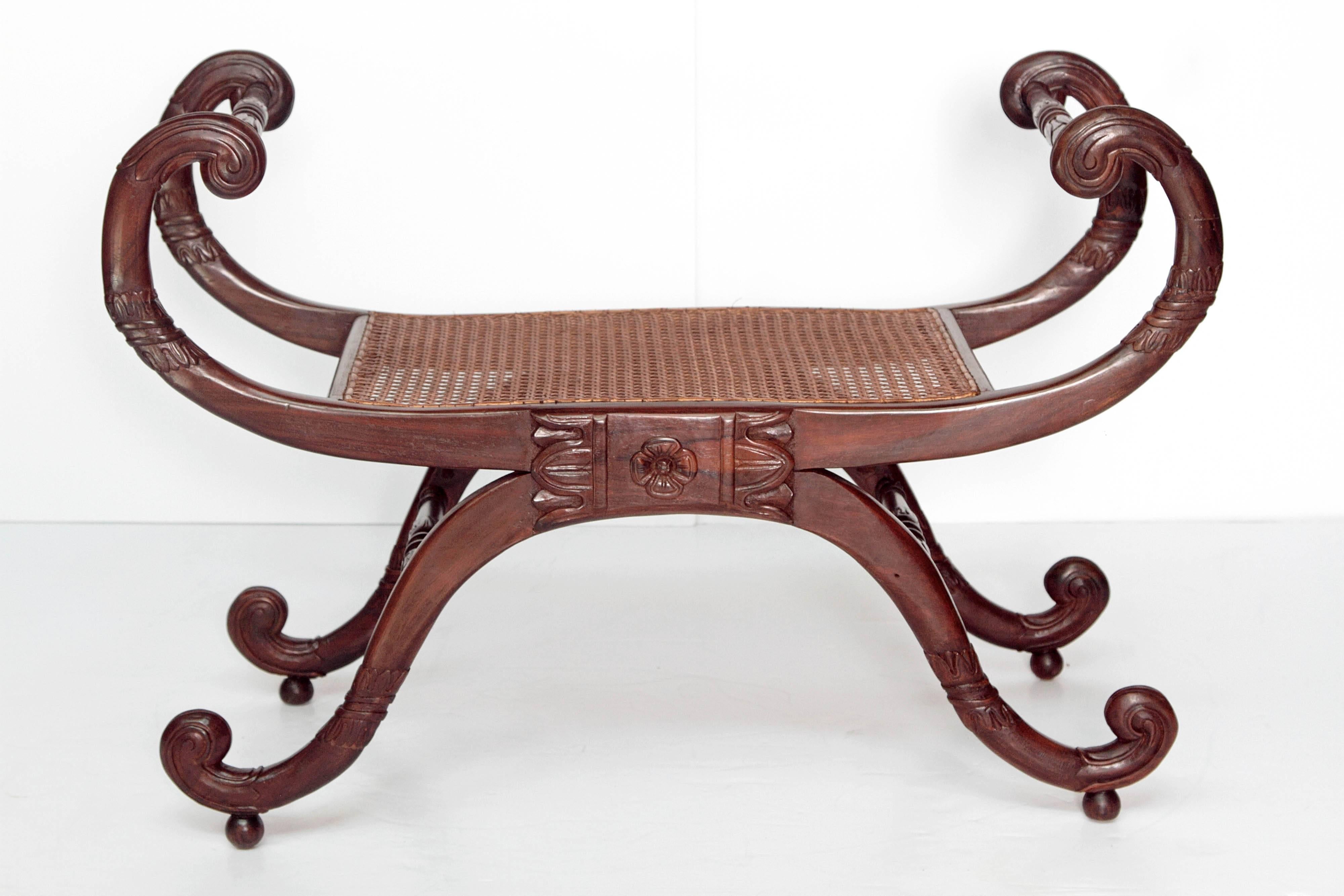  English Regency-Style Walnut Benches 2