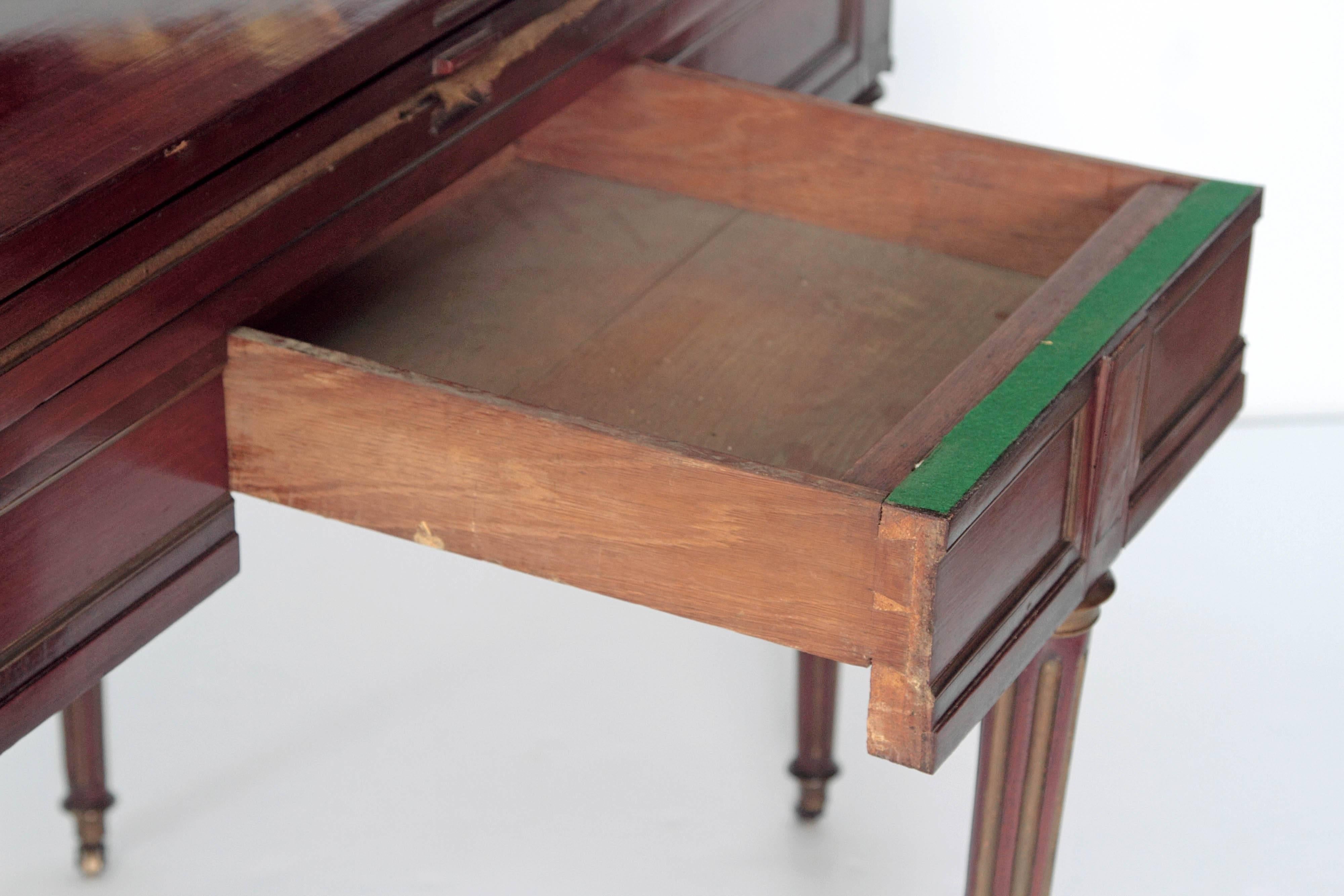 Late 18th Century Period French Directoire Triple Top Games Table or Demilune Console Table