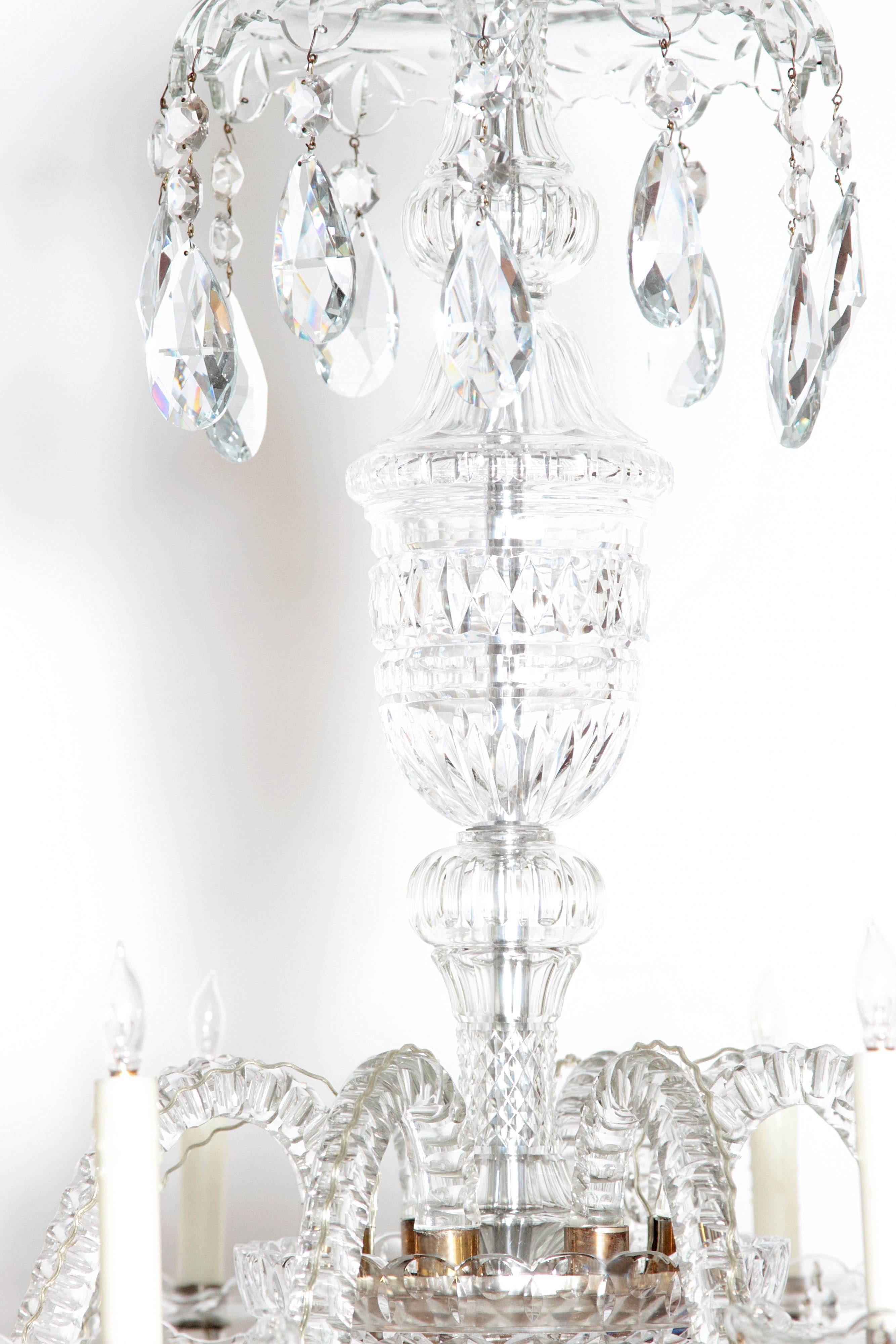 English Georgian Cut-Glass Lustre / Period George III Cut Crystal Chandelier