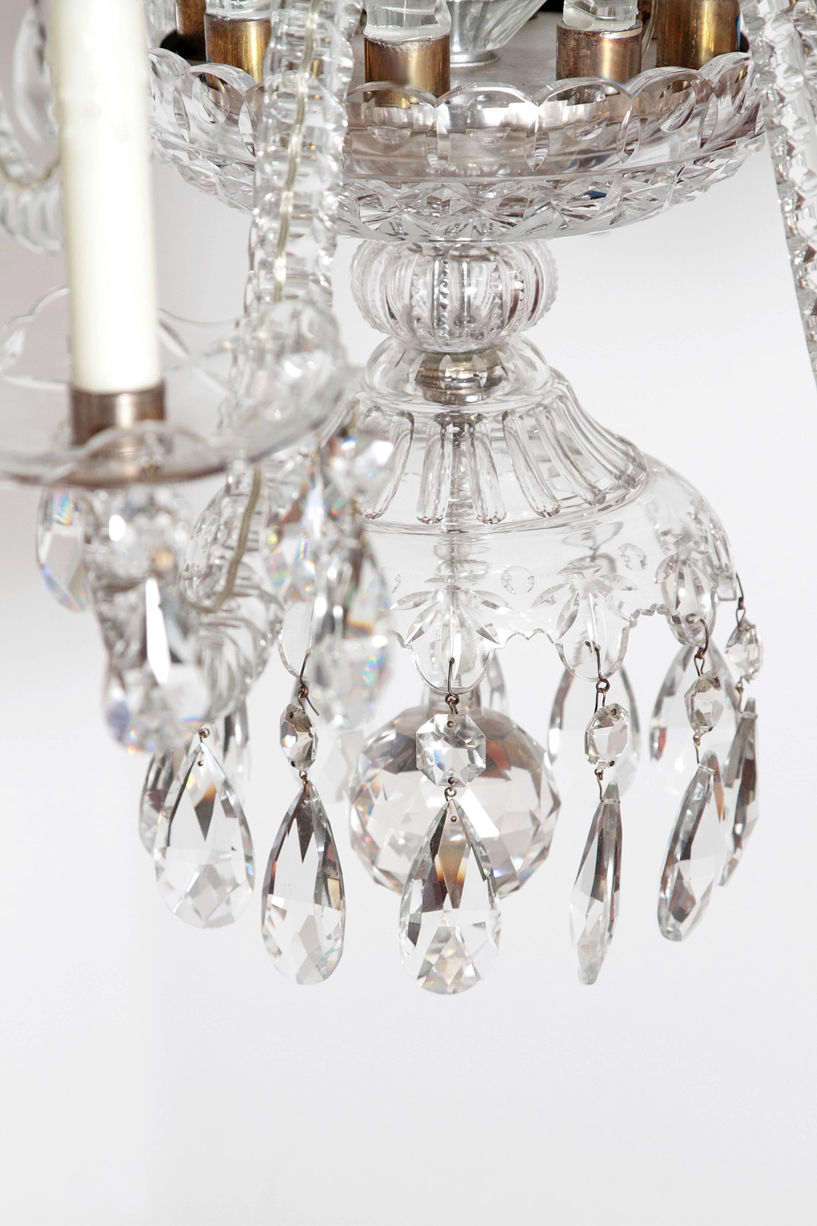 Cut Glass Georgian Cut-Glass Lustre / Period George III Cut Crystal Chandelier