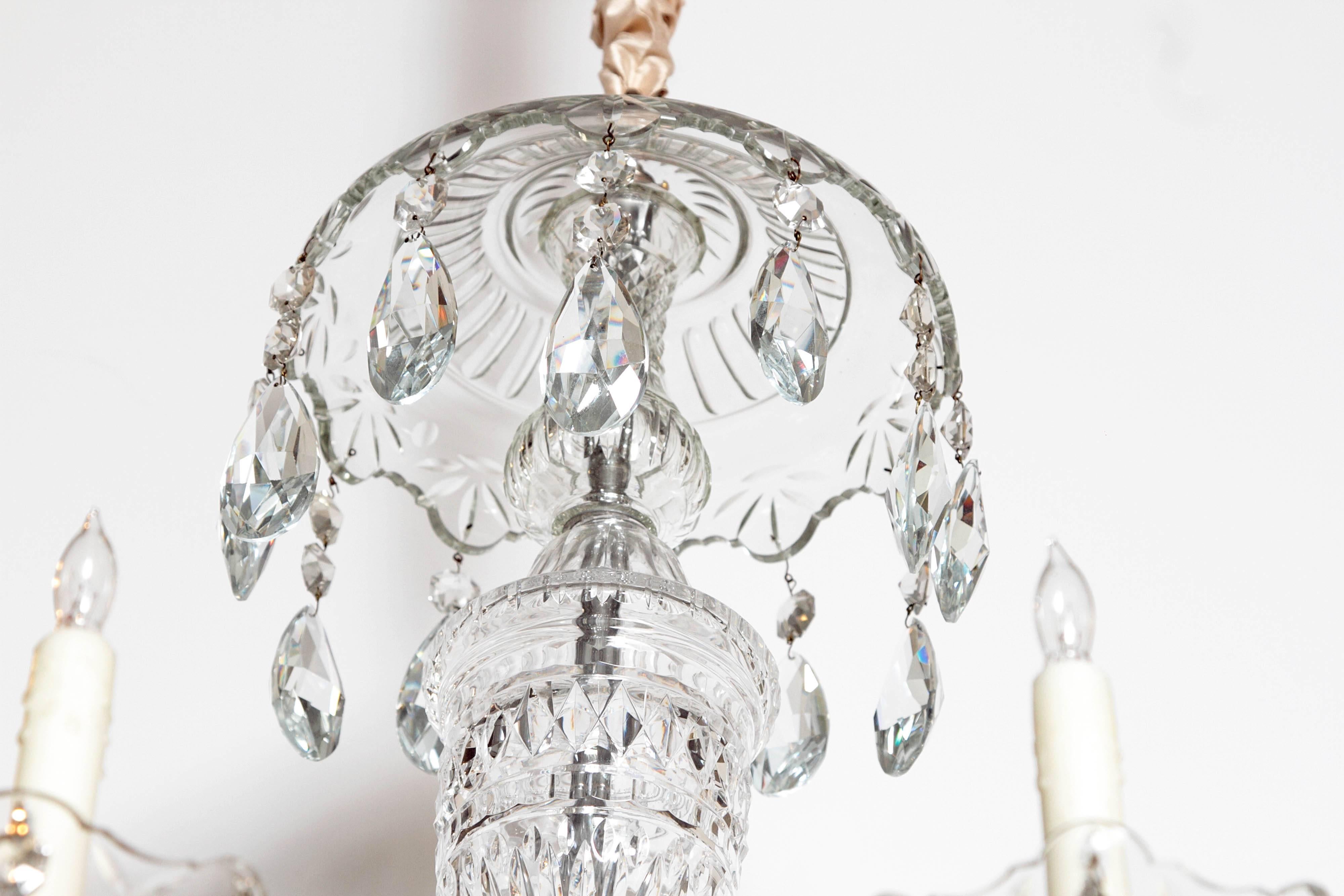 Georgian Cut-Glass Lustre / Period George III Cut Crystal Chandelier 3