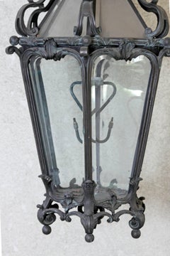 Pair of Monumental Louis XV Style Bronze Gas Lanterns