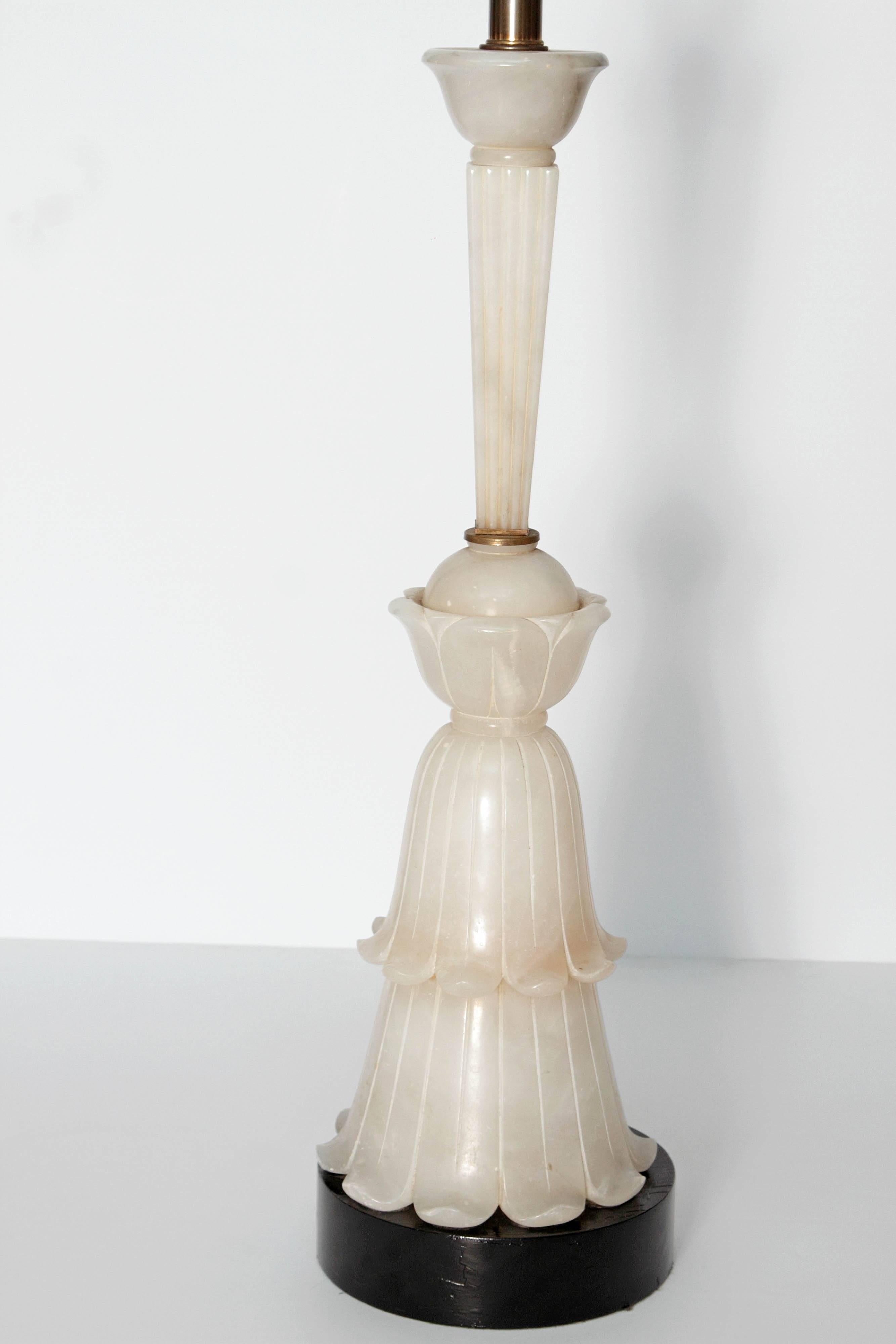 French Tall Art Deco Alabaster Lamp