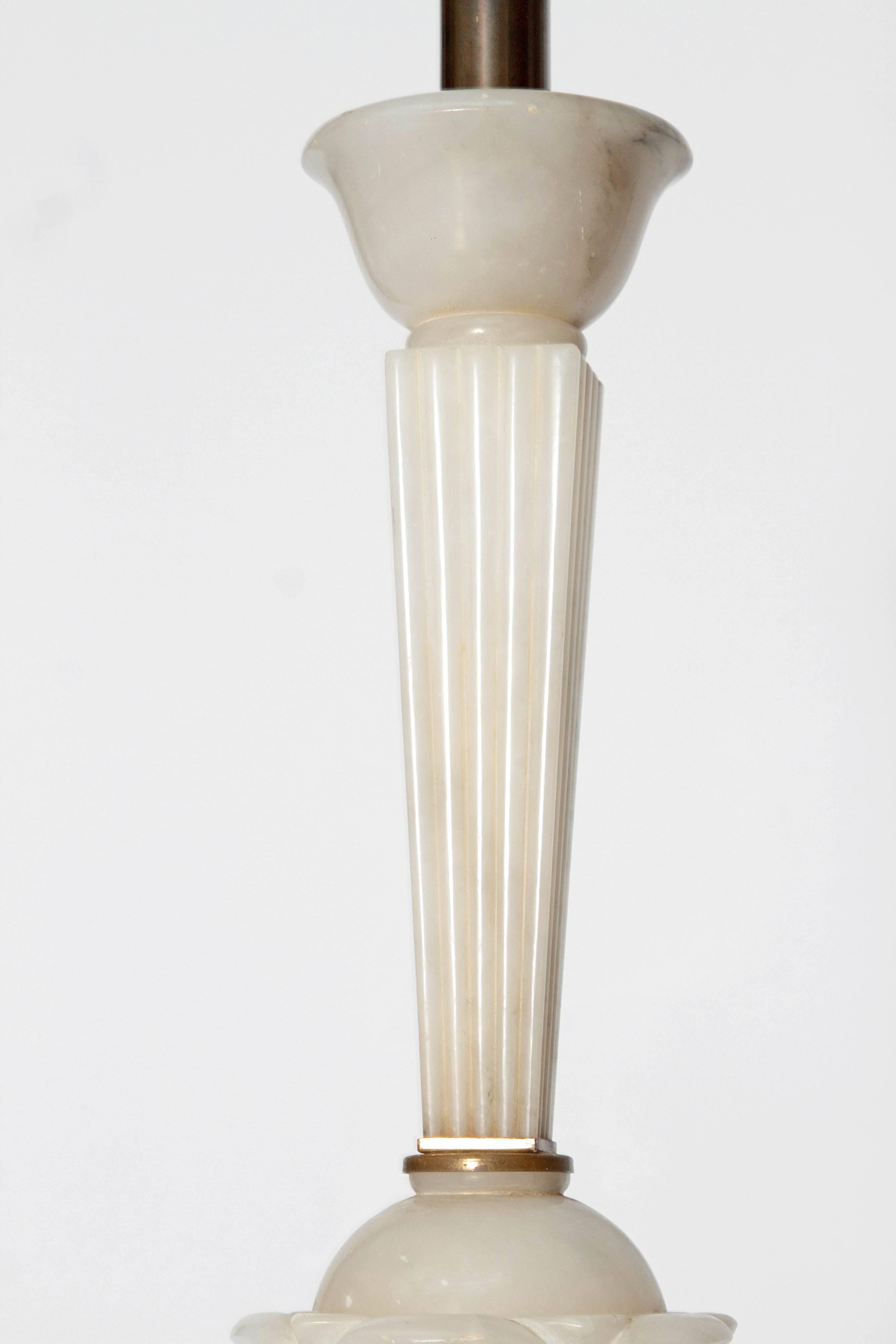 20th Century Tall Art Deco Alabaster Lamp