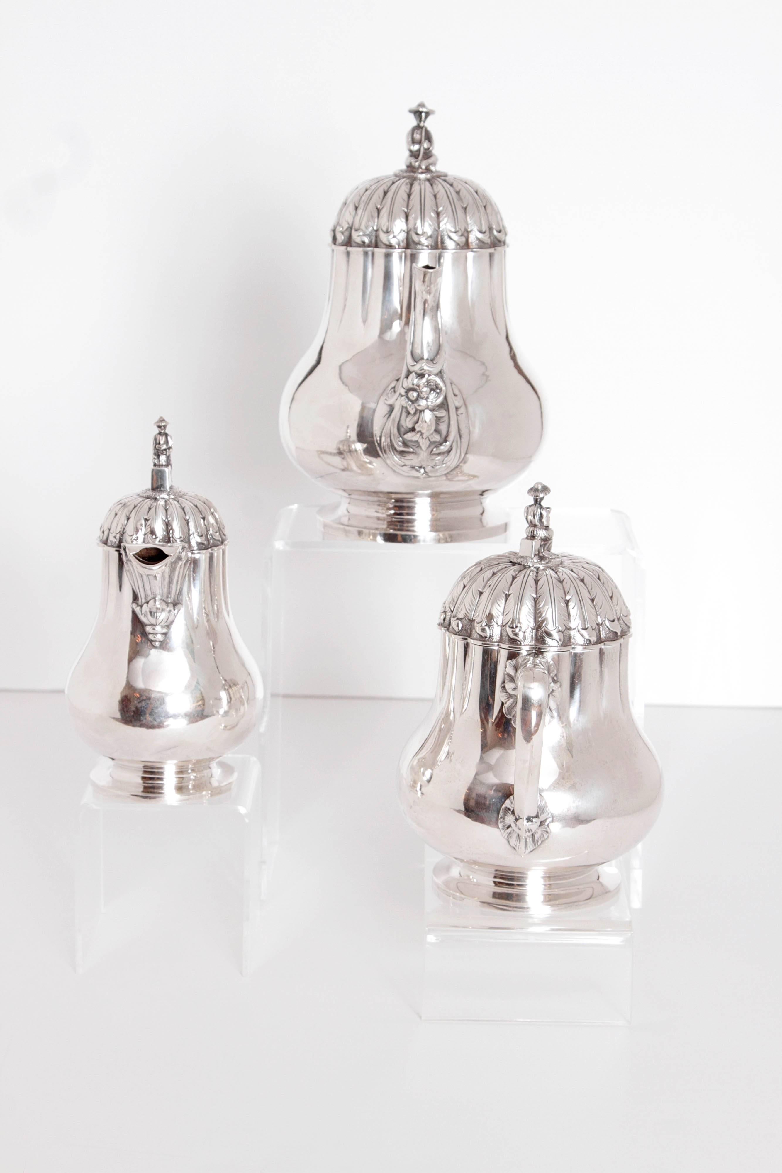 A three-piece sterling silver tea set by 