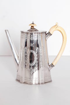 19th Century English Sterling Silver 4-Piece Coffee and Tea Service