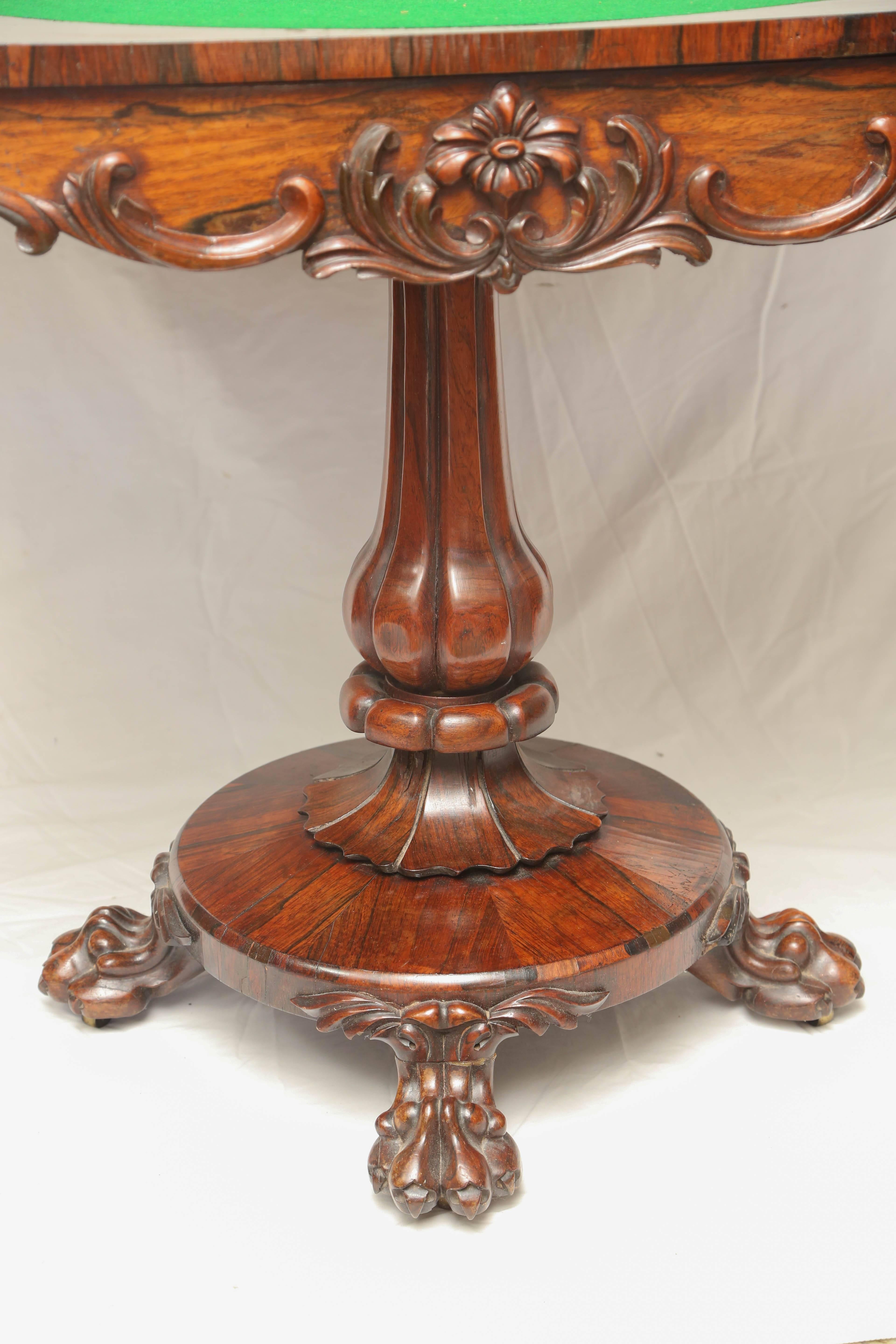 19th Century English  William IV Rosewood Game Card Table In Excellent Condition In West Palm Beach, FL