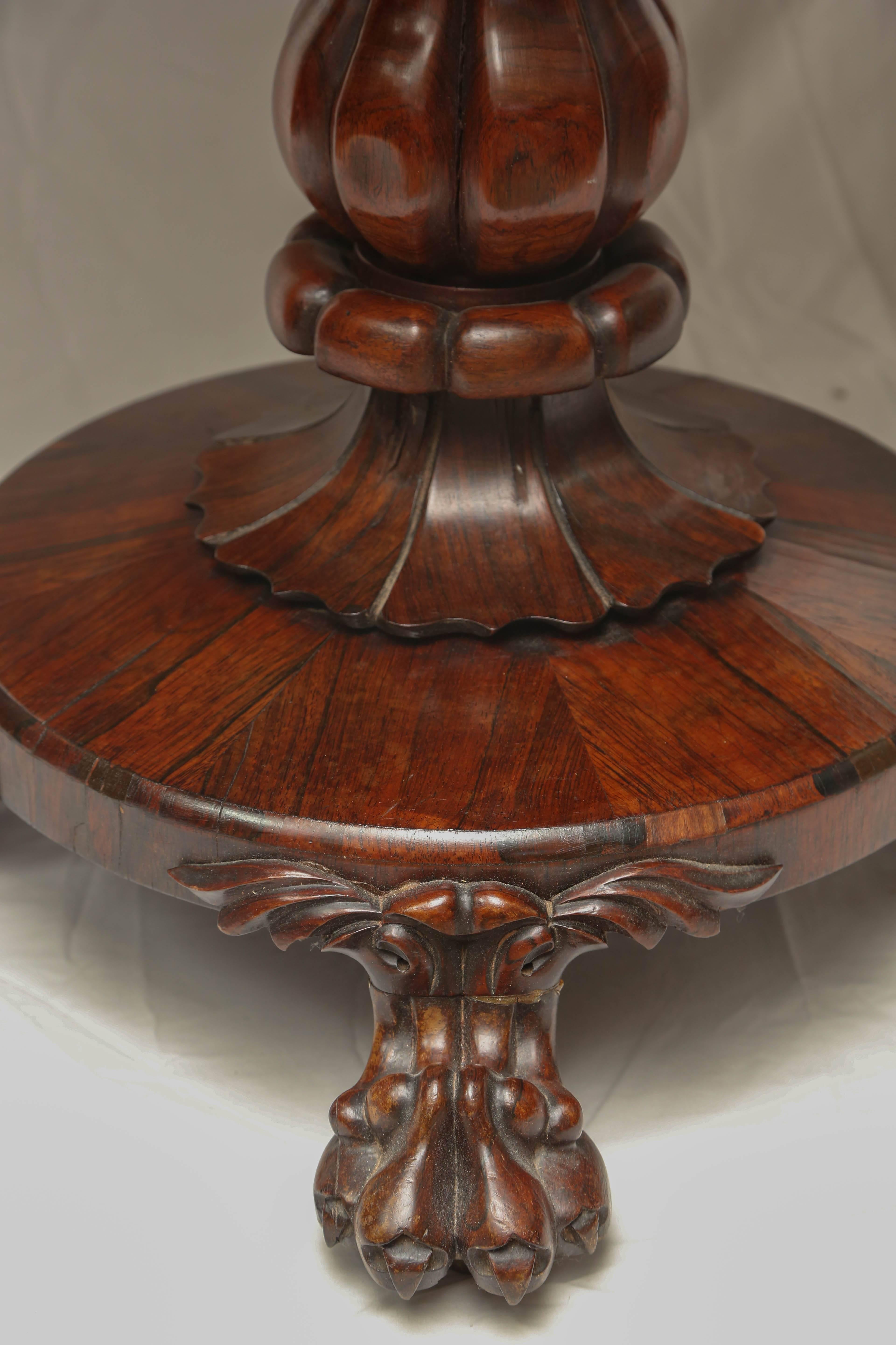 19th Century English  William IV Rosewood Game Card Table 1