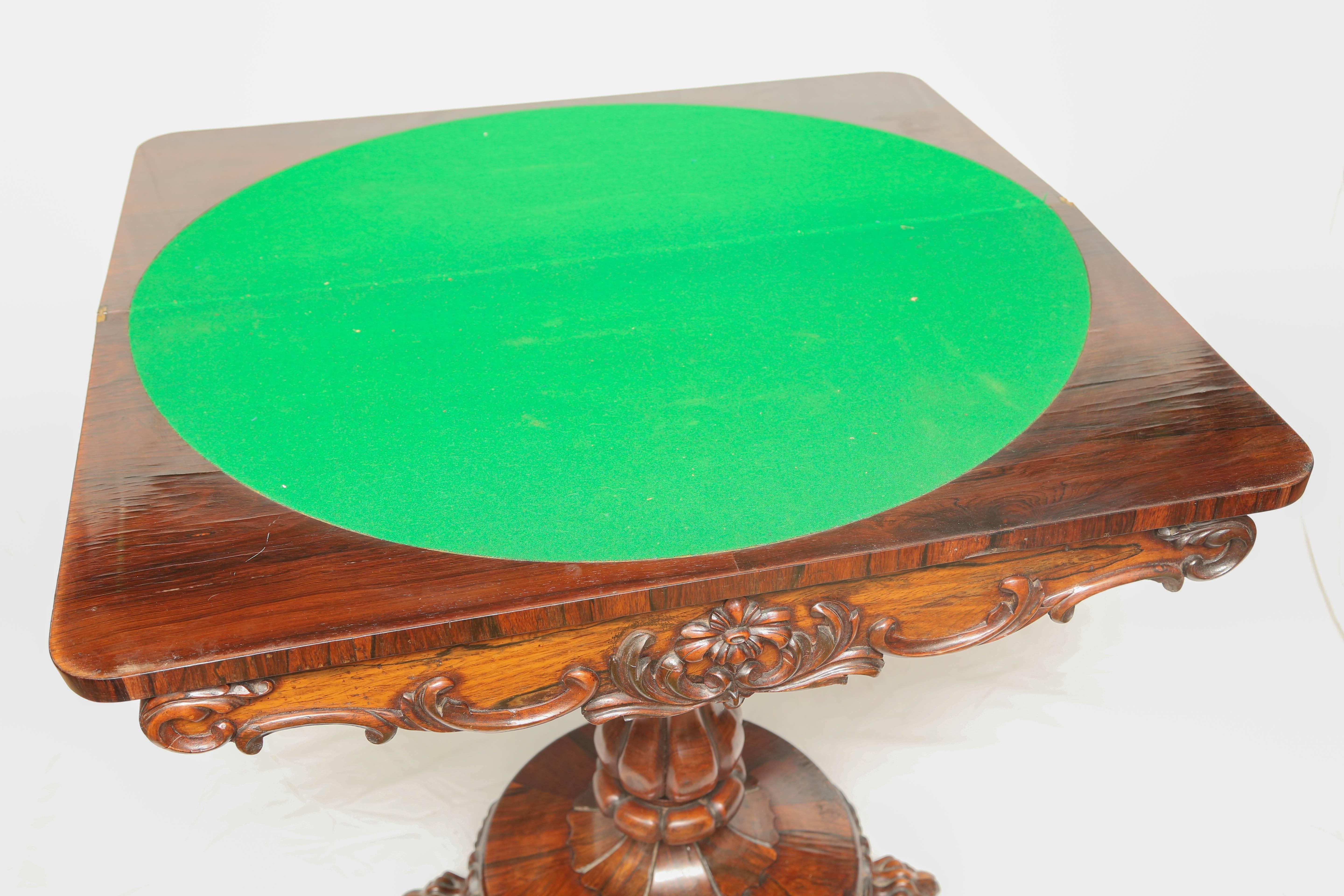 19th Century English  William IV Rosewood Game Card Table 3