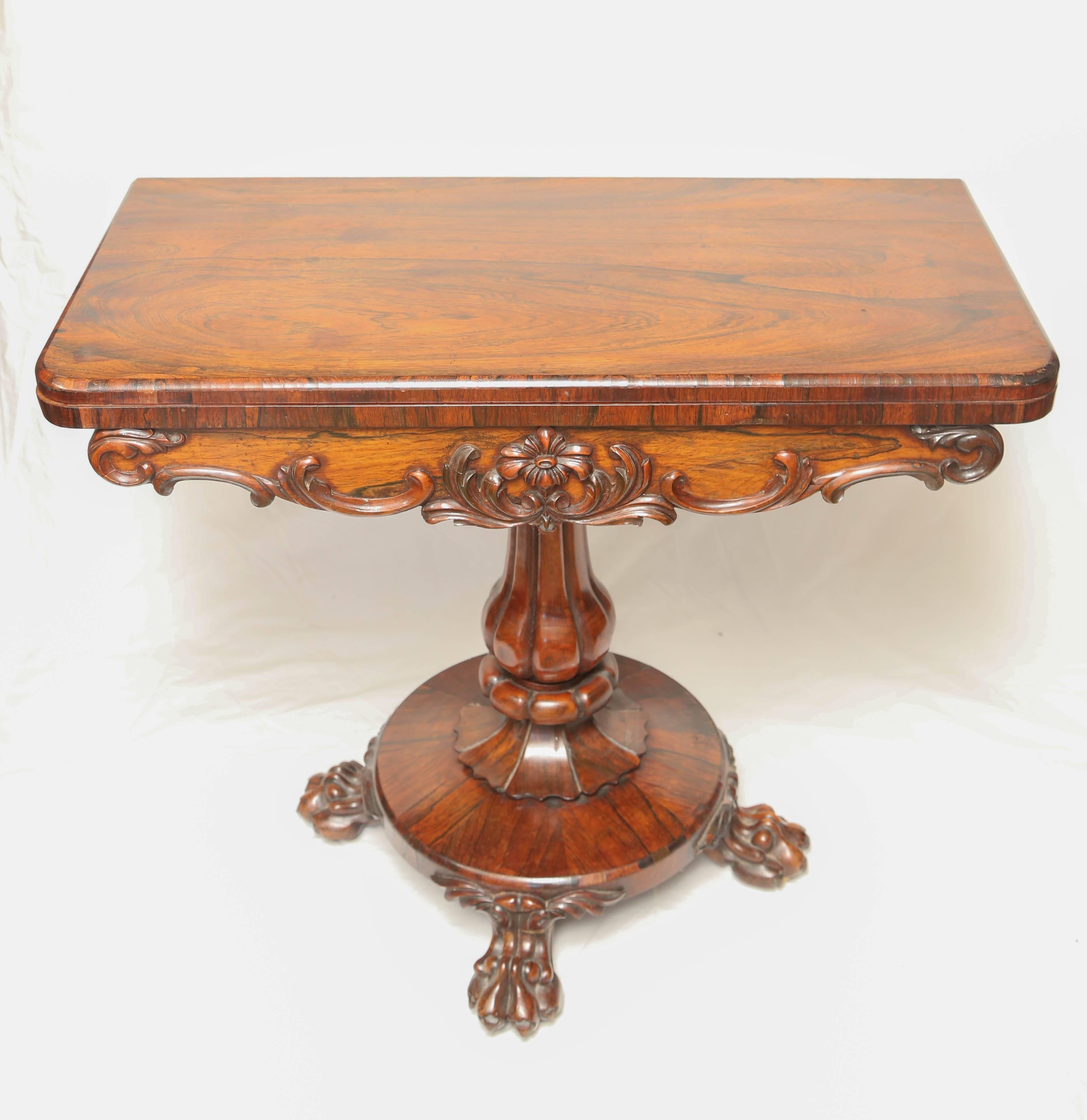 19th Century English  William IV Rosewood Game Card Table 4