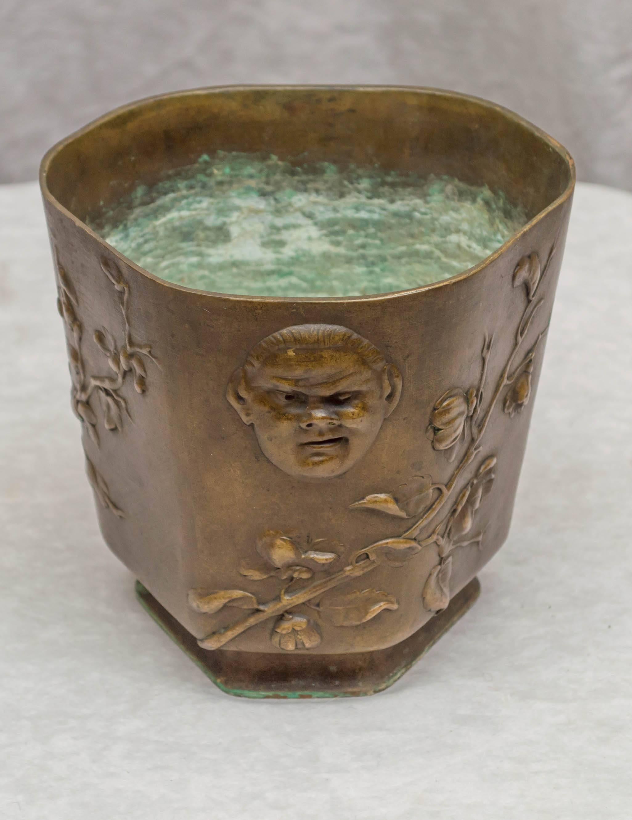 Late 20th Century Japonesque Bronze Cache Pot by Berndorf, Austria, (marked) circa 1890 For Sale