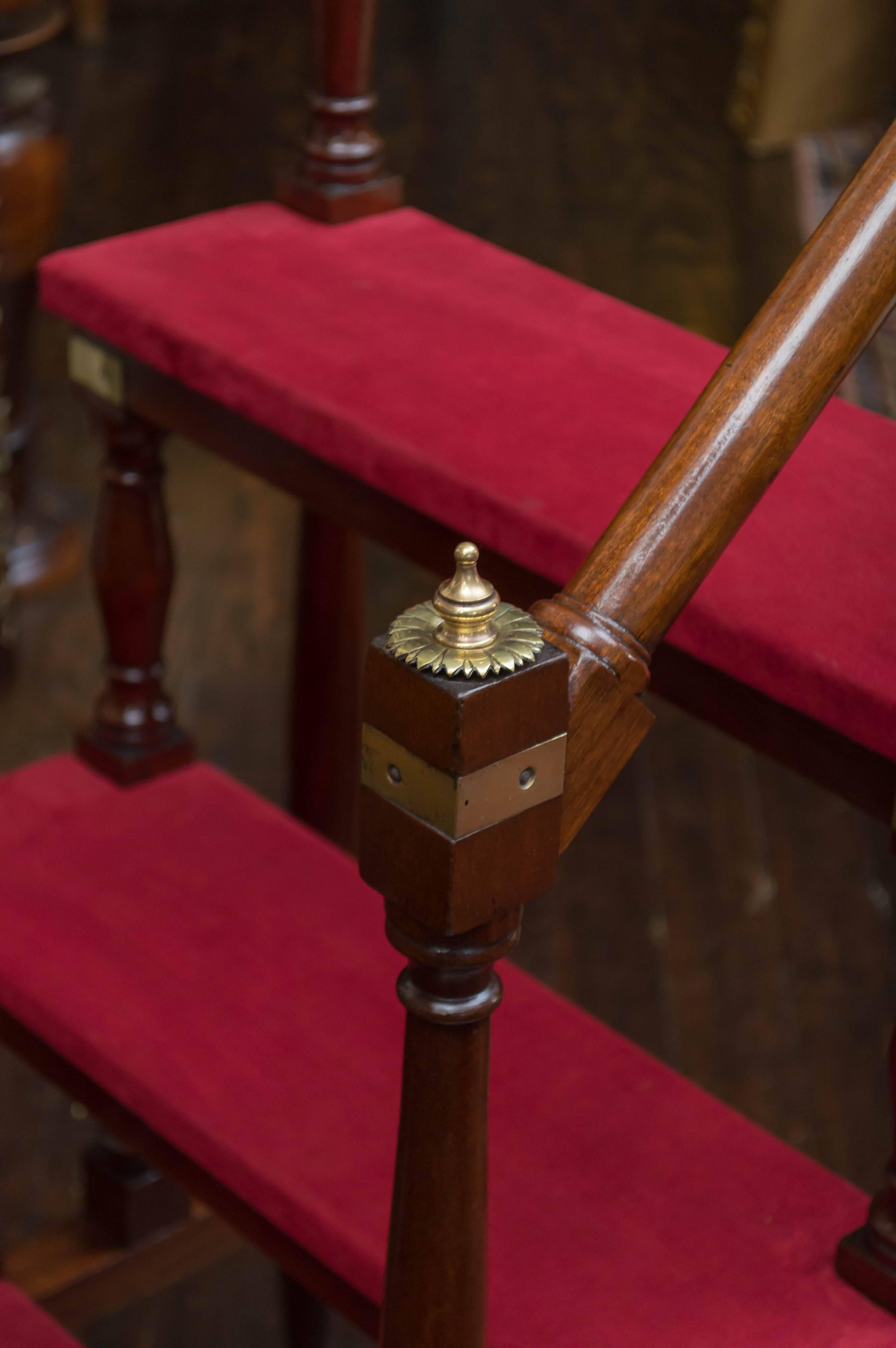 20th Century English Regency Style Mahogany Library Stairs, circa 1925