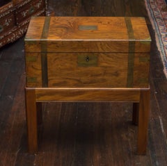 English Regency Period Walnut Campaign Writing Box on Stand