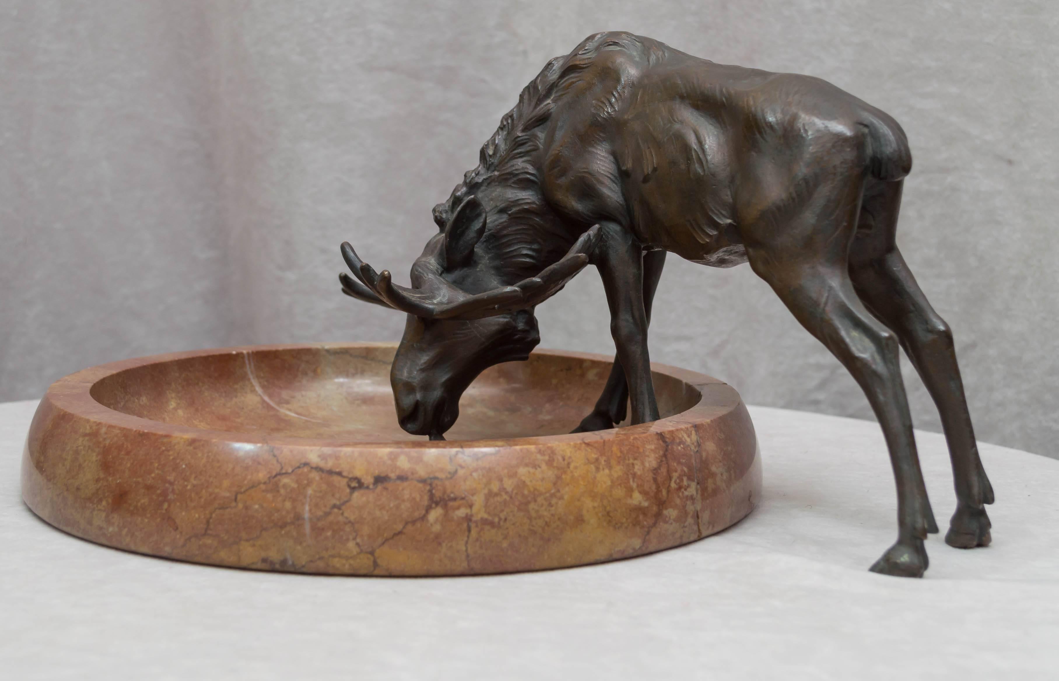 Belle Époque Austrian Bronze Moose on a Marble Base