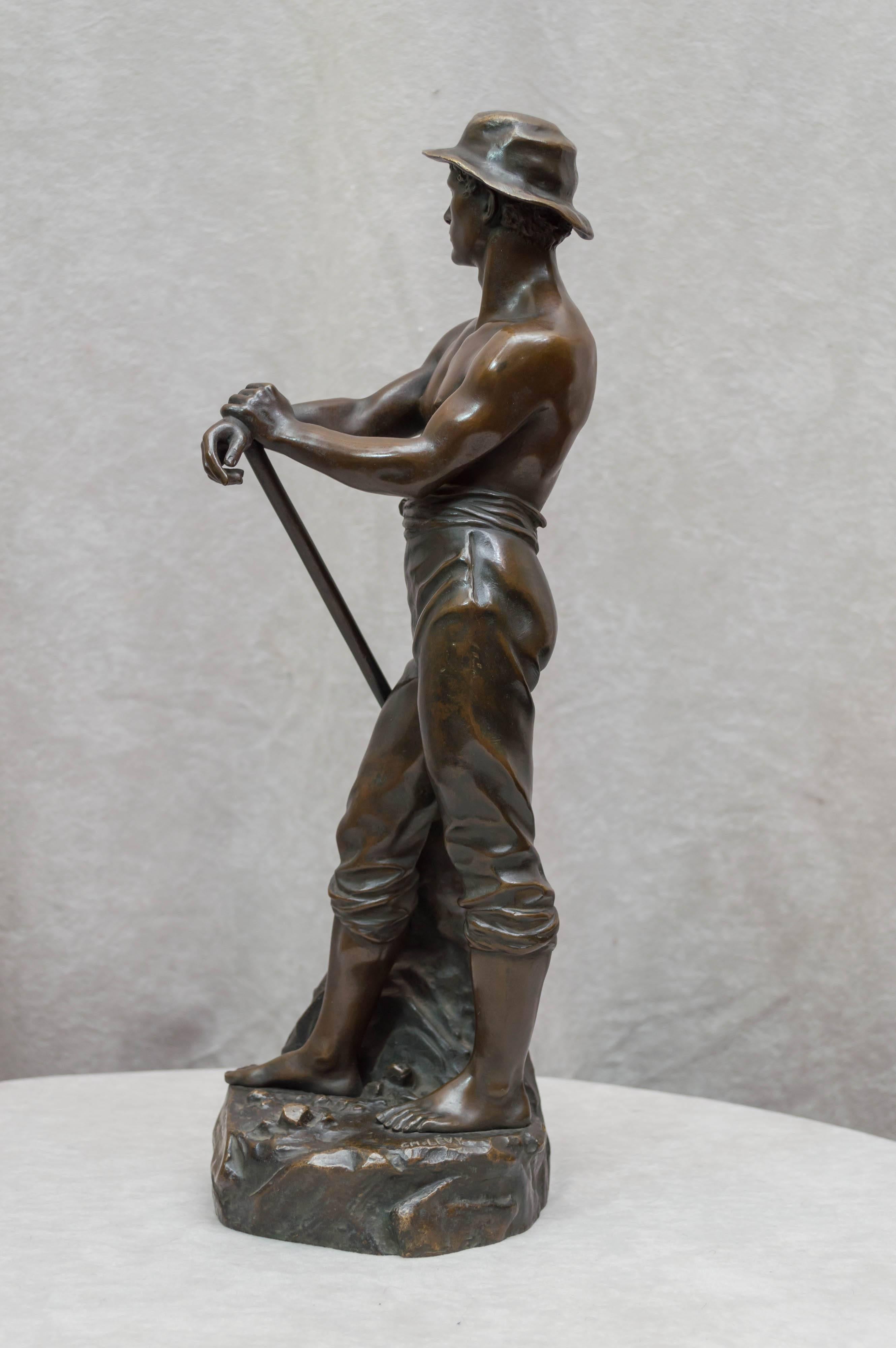 Bronze Figure of a Miner In Excellent Condition In Petaluma, CA