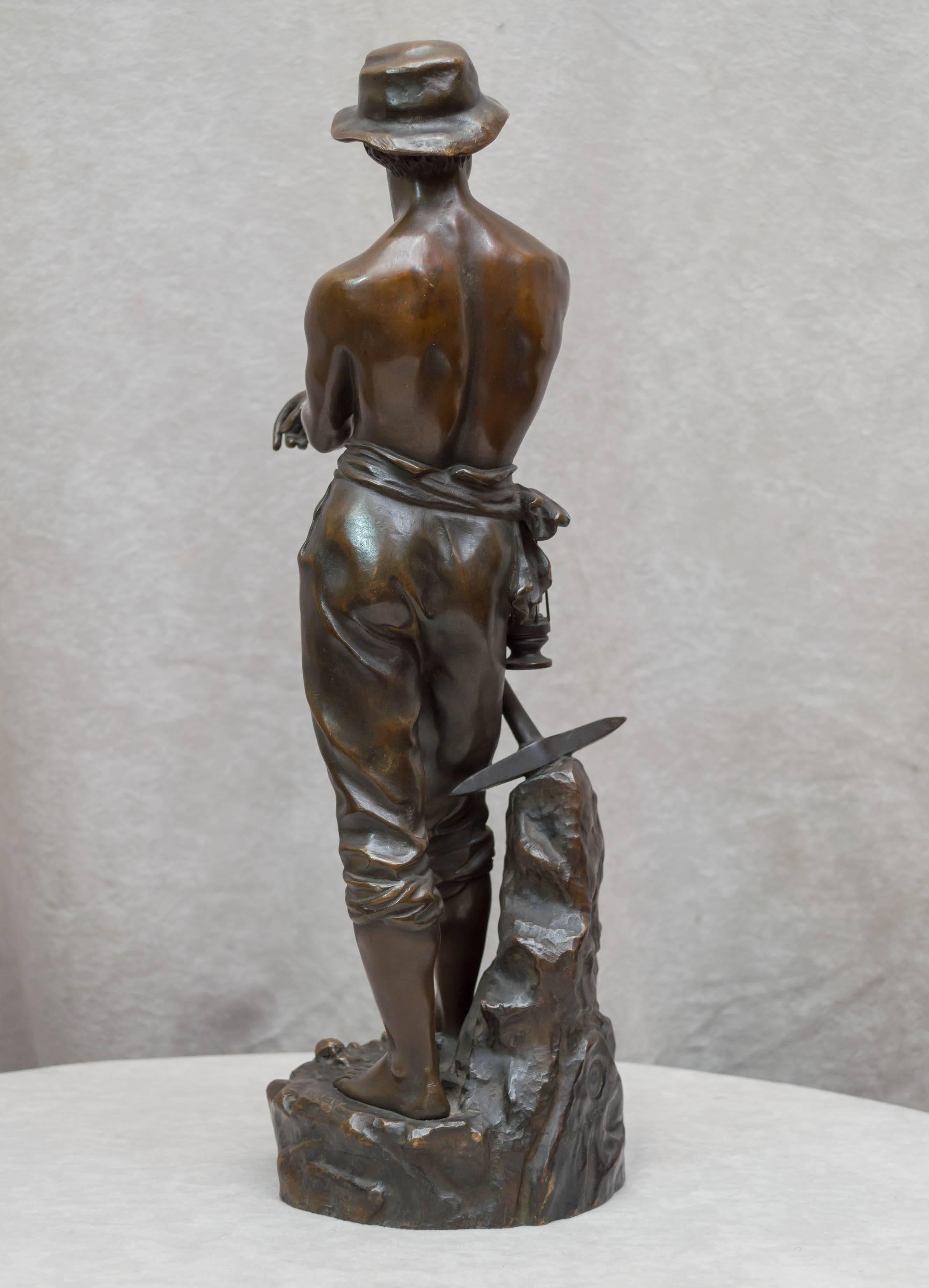 20th Century Bronze Figure of a Miner