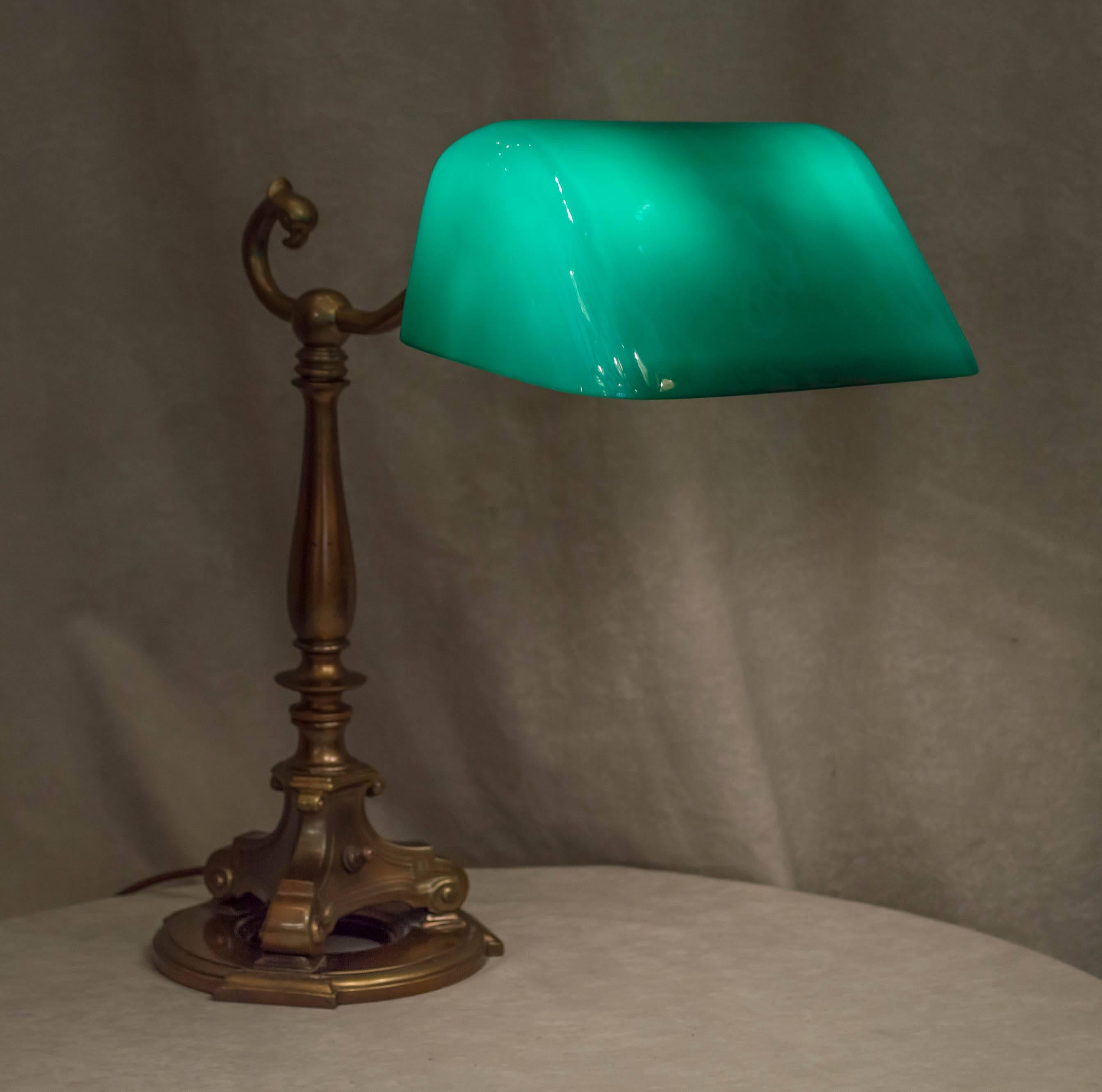 Early 20th Century Emaralite Bankers Lamp