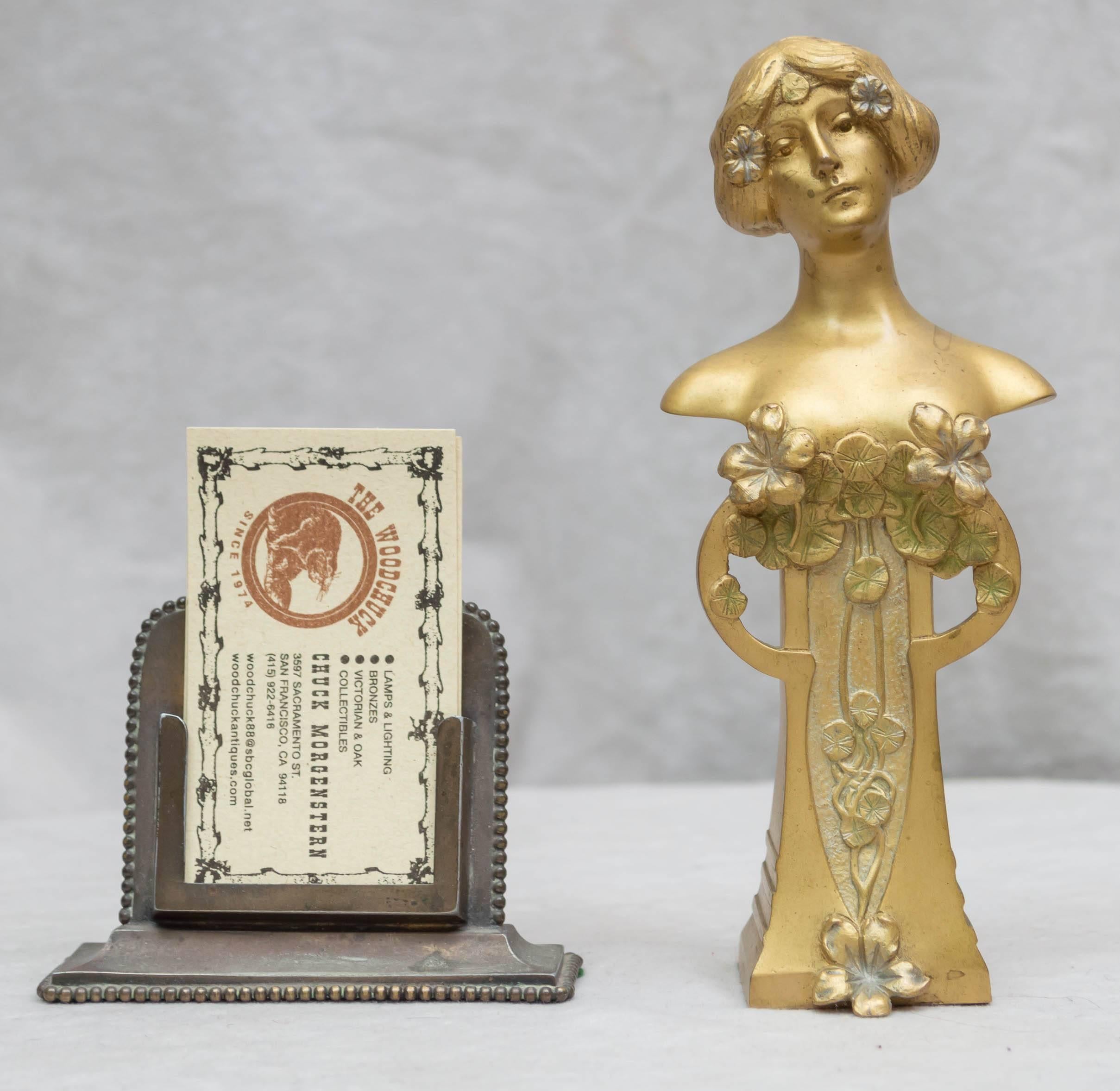 Our title basically gives you most of the information you need. This beautiful little bust is done by Charles Korschann, one of the great artists of the secessionist movement. In addition to his signature, you will find the 