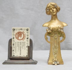Art Nouveau/ Vienna Secessionist Gilt Bronze Bust, Charles Korschann