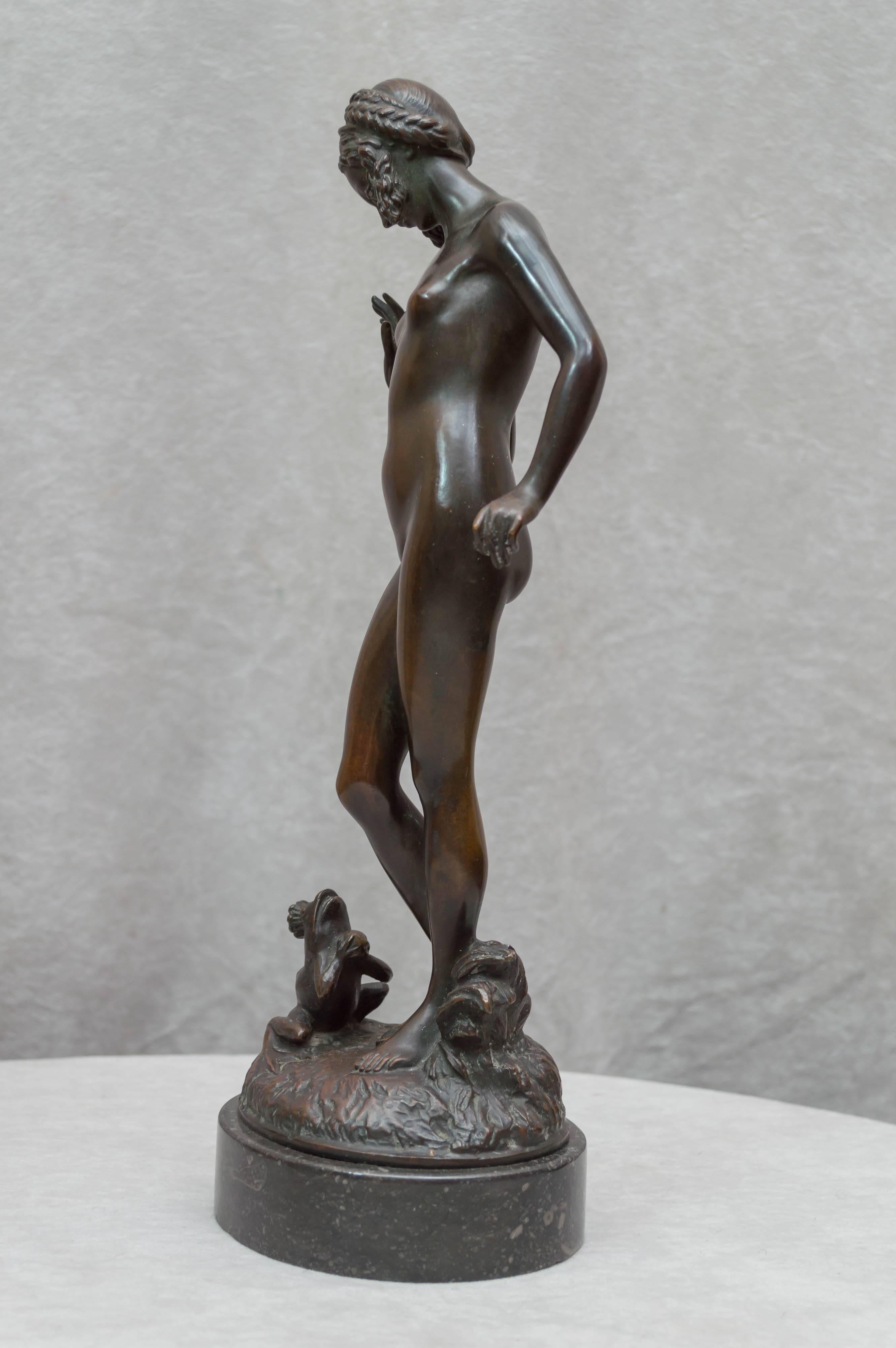 Allegorical Group of a Nude Maiden and a Frog Prince In Excellent Condition In Petaluma, CA