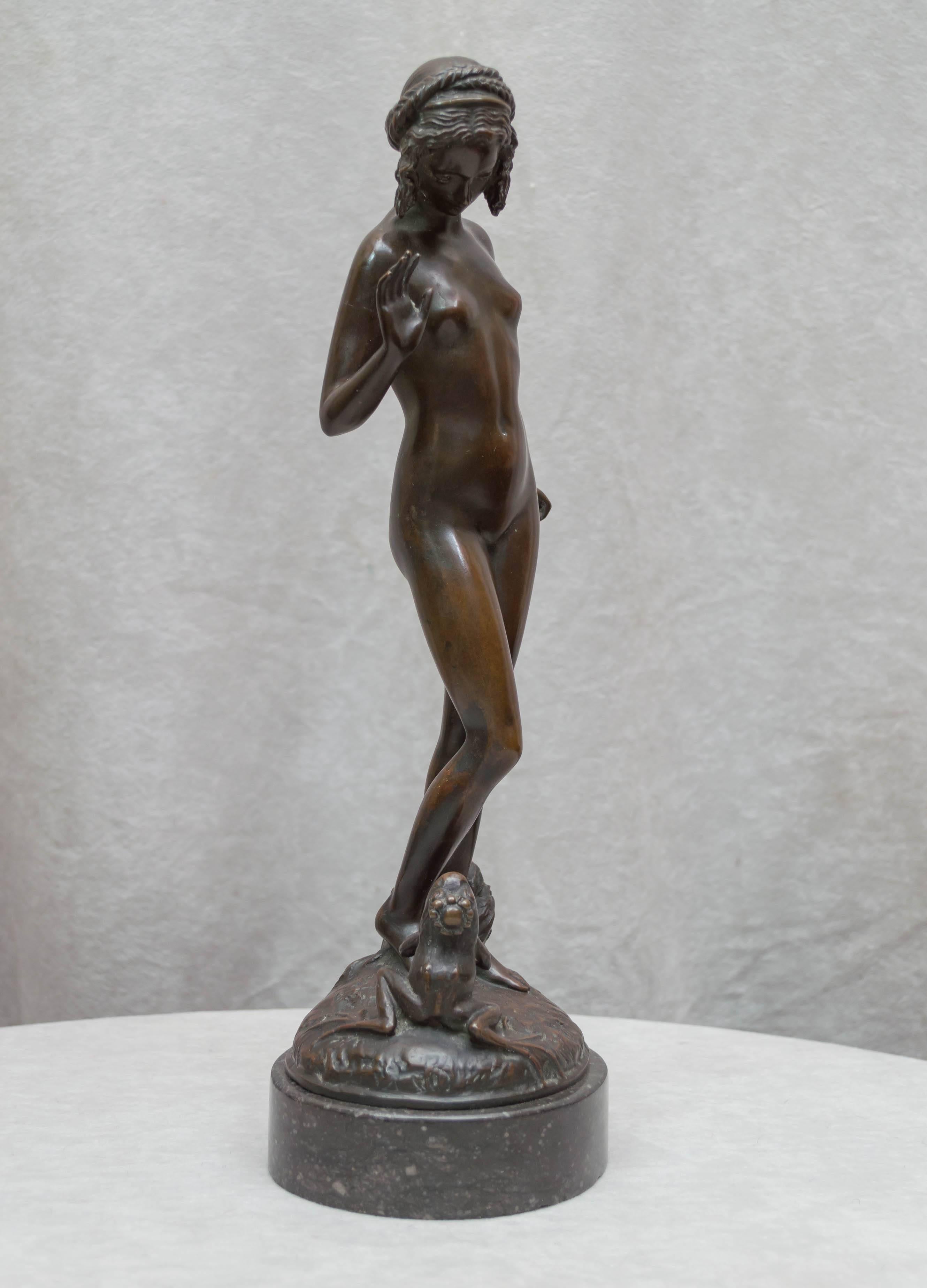 20th Century Allegorical Group of a Nude Maiden and a Frog Prince