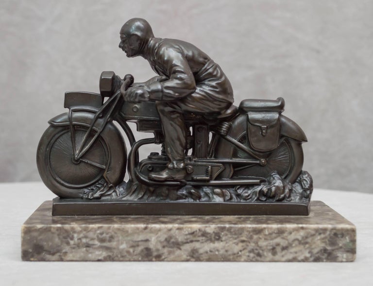 Antique Motorcycle and Rider Statue at 1stDibs motorcycle statue