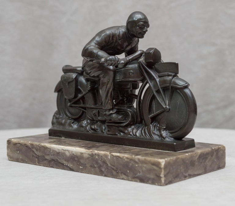Antique Motorcycle and Rider Statue at 1stDibs motorcycle statue