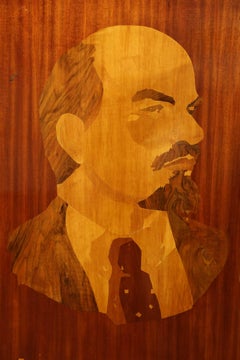 Inlaid Wood Portrait of Lenin