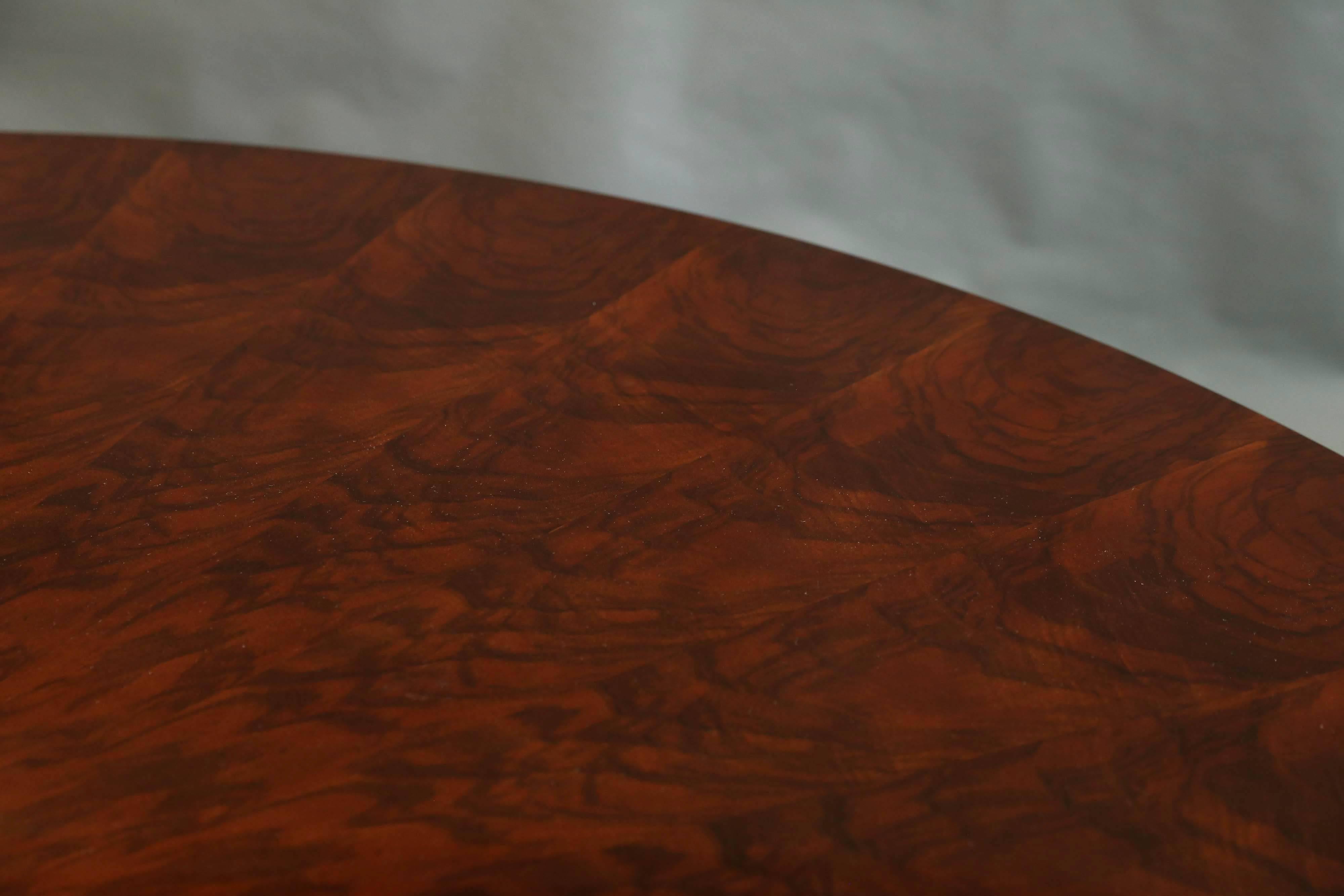 Mid-20th Century Art Deco French Round Dining Room Table in Walnut