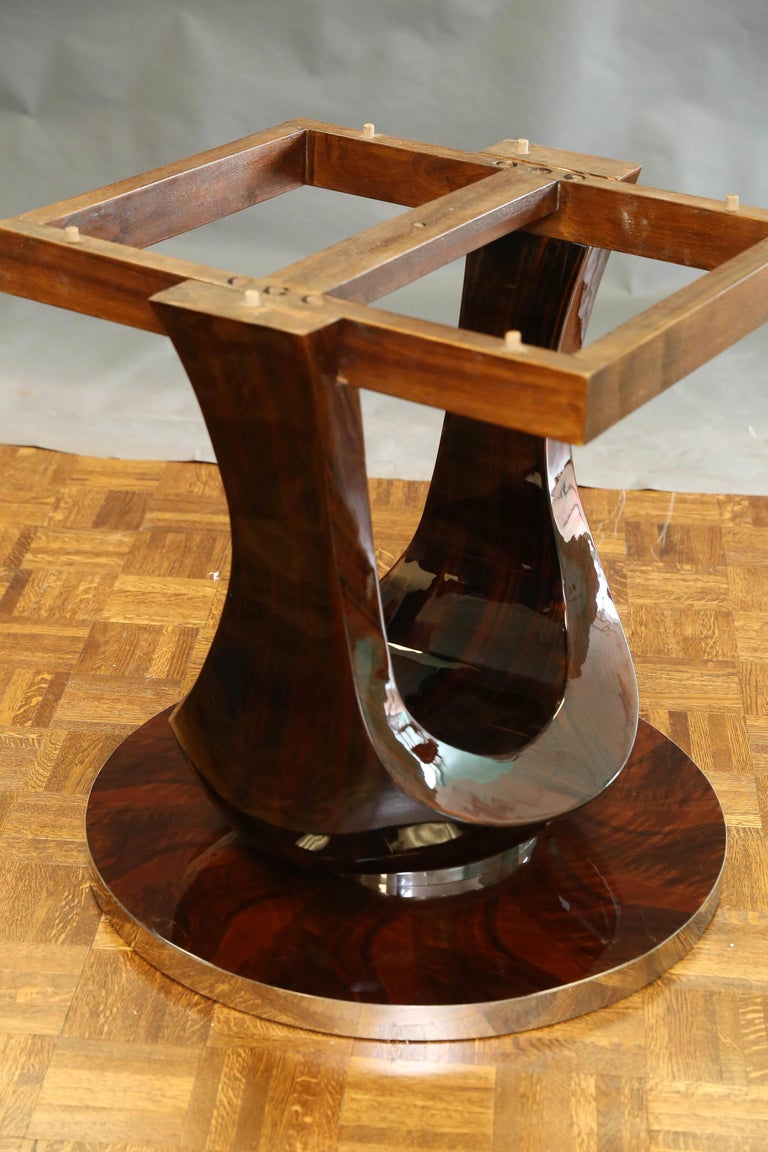 Art Deco French Round Dining Room Table in Walnut at 1stDibs