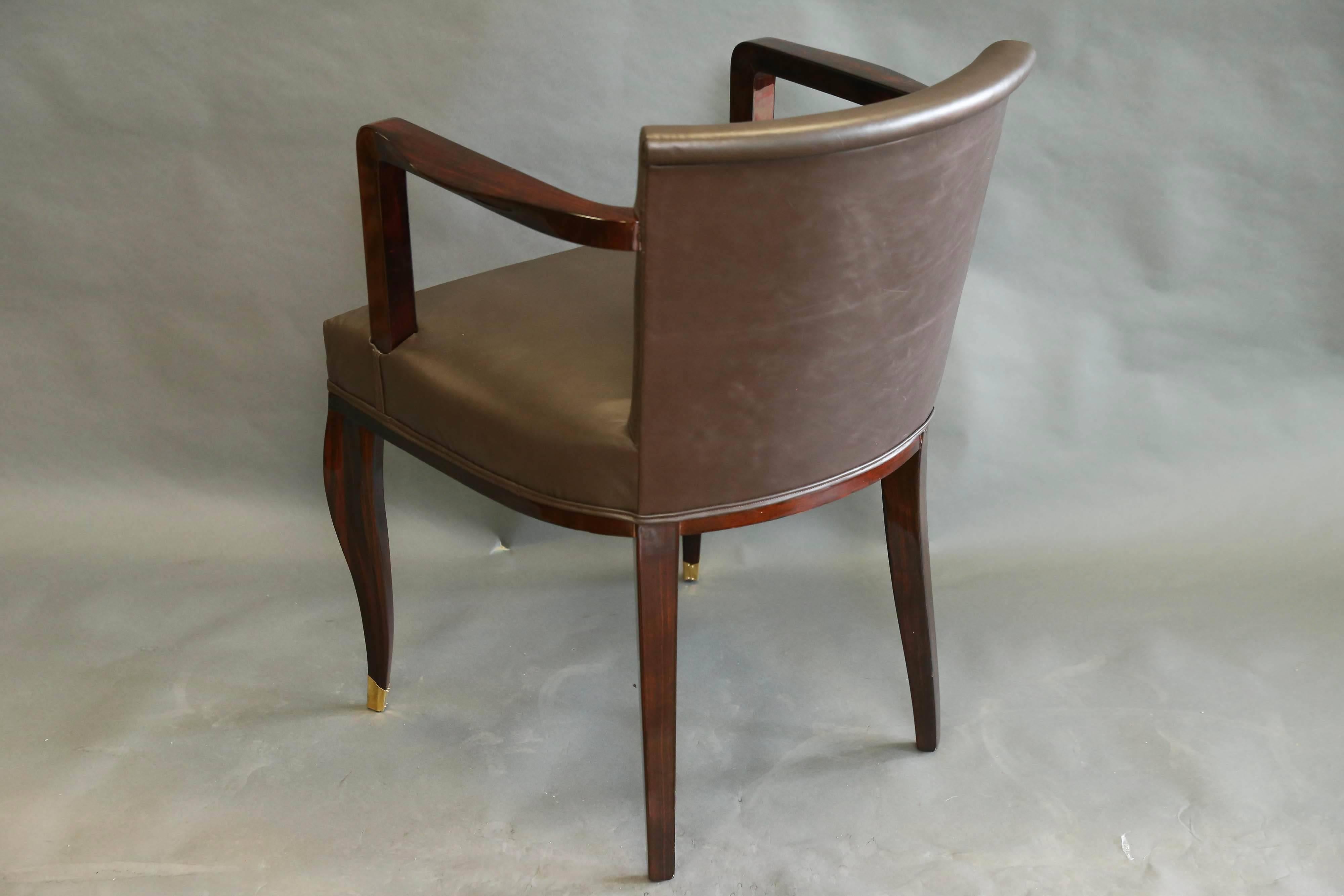 Brass Art Deco Hungarian Office Chair in Walnut