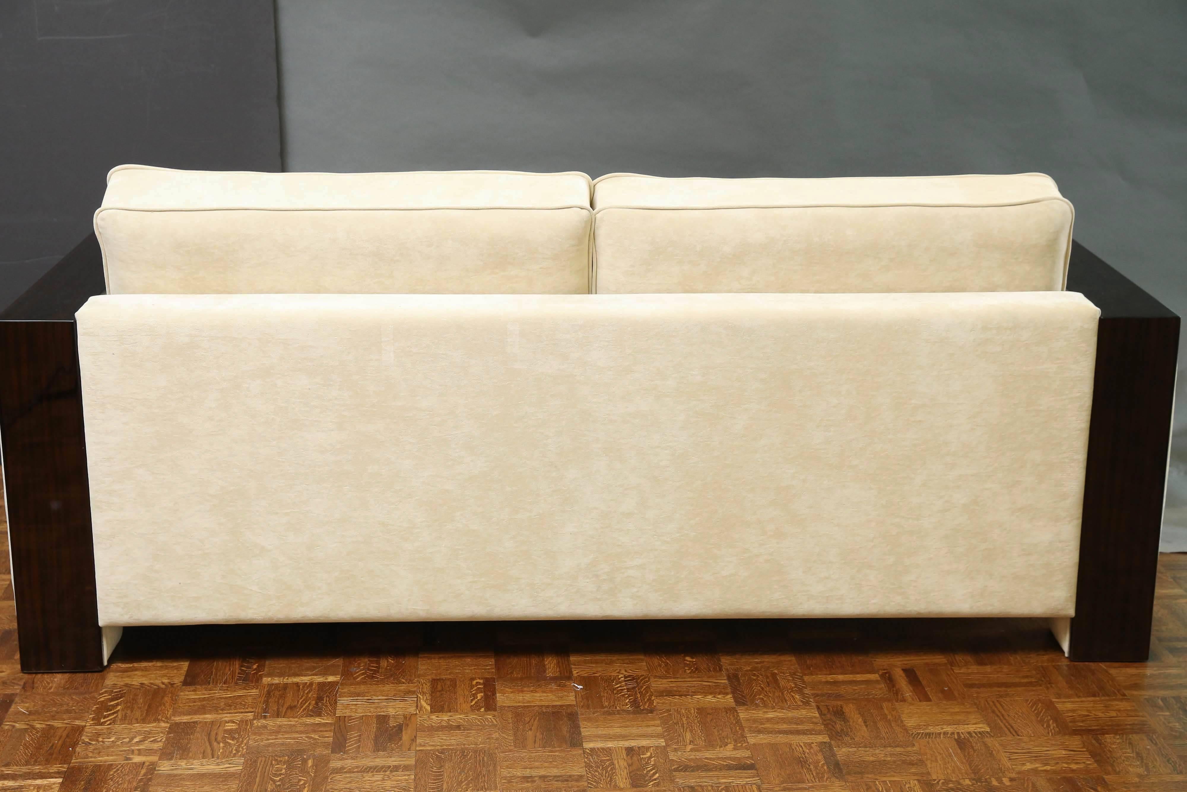 Fabric Italian Mid-Century Sofa in Walnut