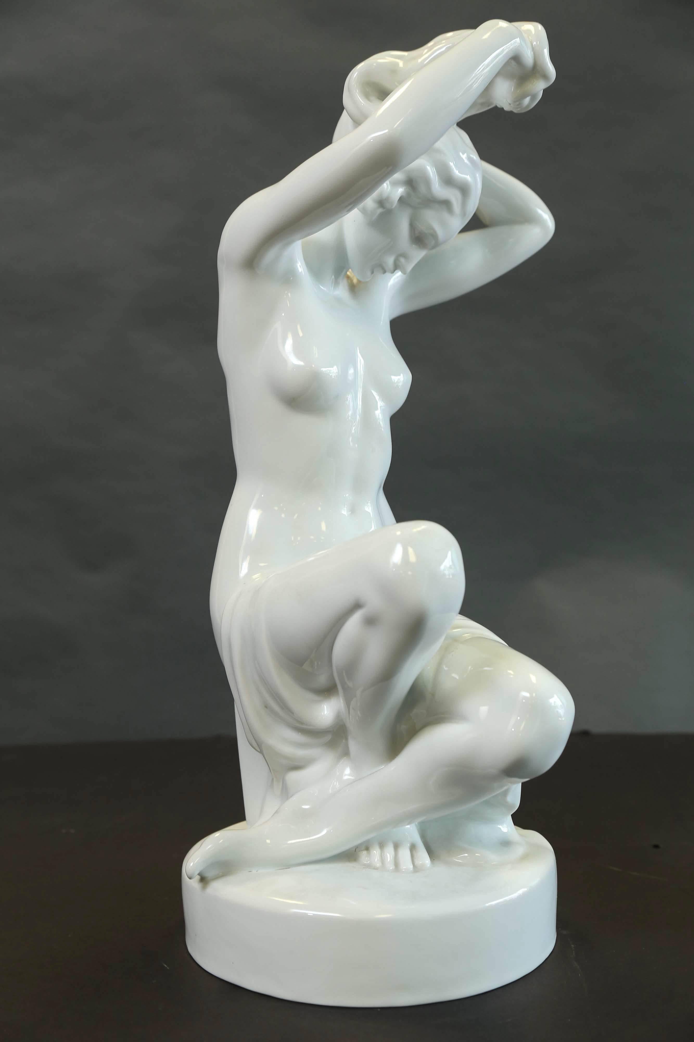 Hungarian Herend Nude Sitting Female Figure