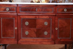 French Louis XVI Style Cabinet, Mahogany with White Marble Top, 19th Century