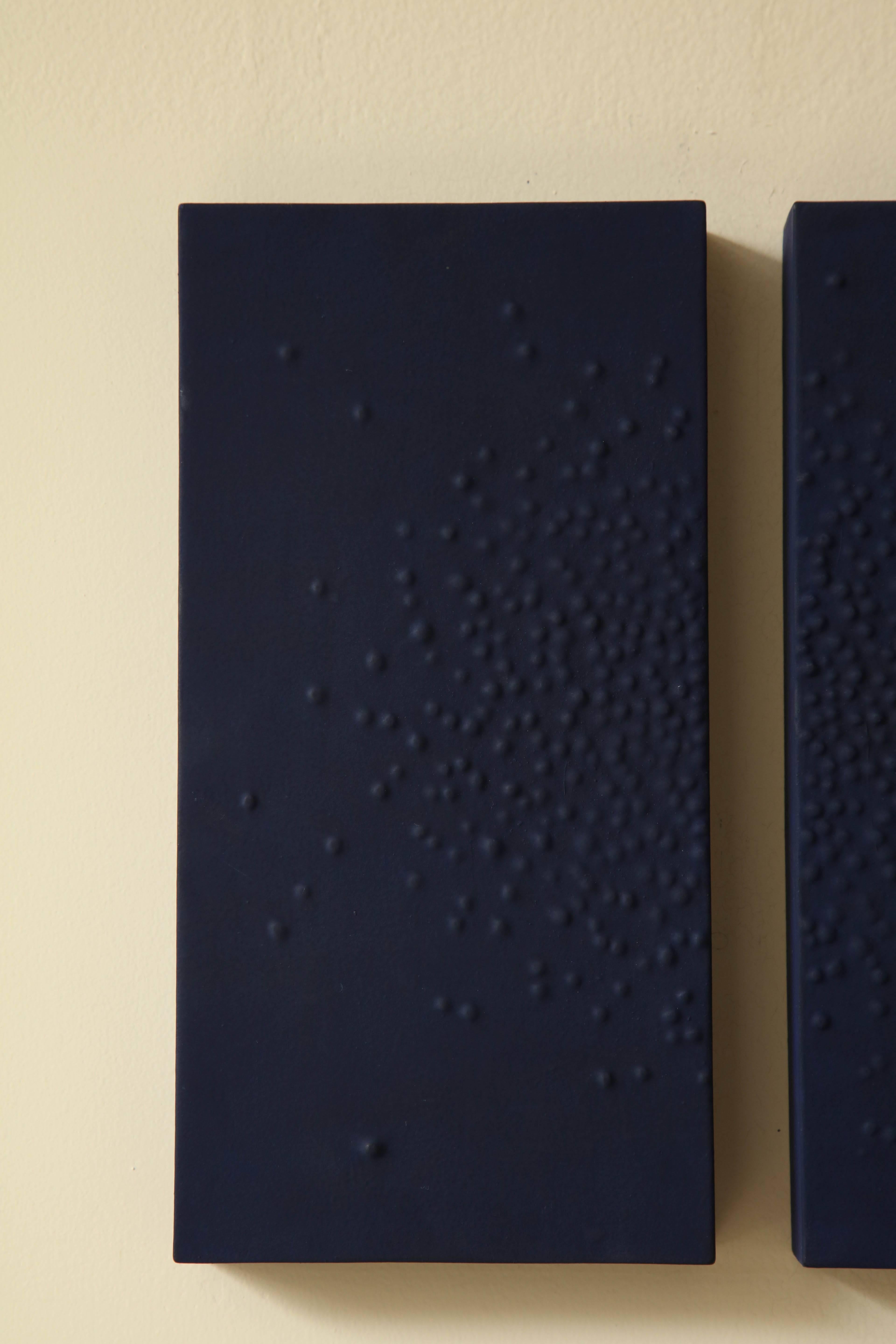 Navy Blue Diptych with Starburst Motif In Excellent Condition In New York, NY