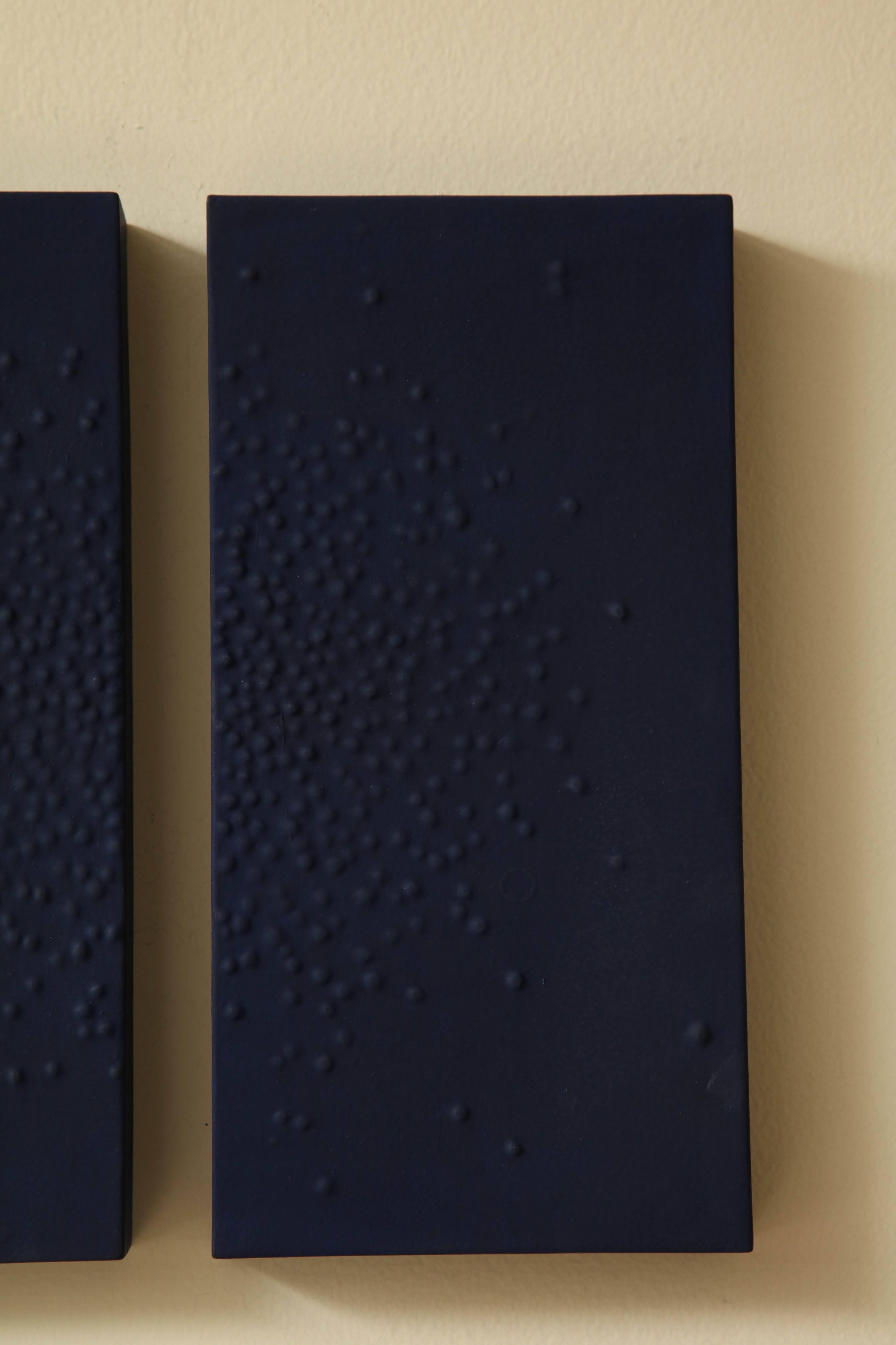 Contemporary Navy Blue Diptych with Starburst Motif