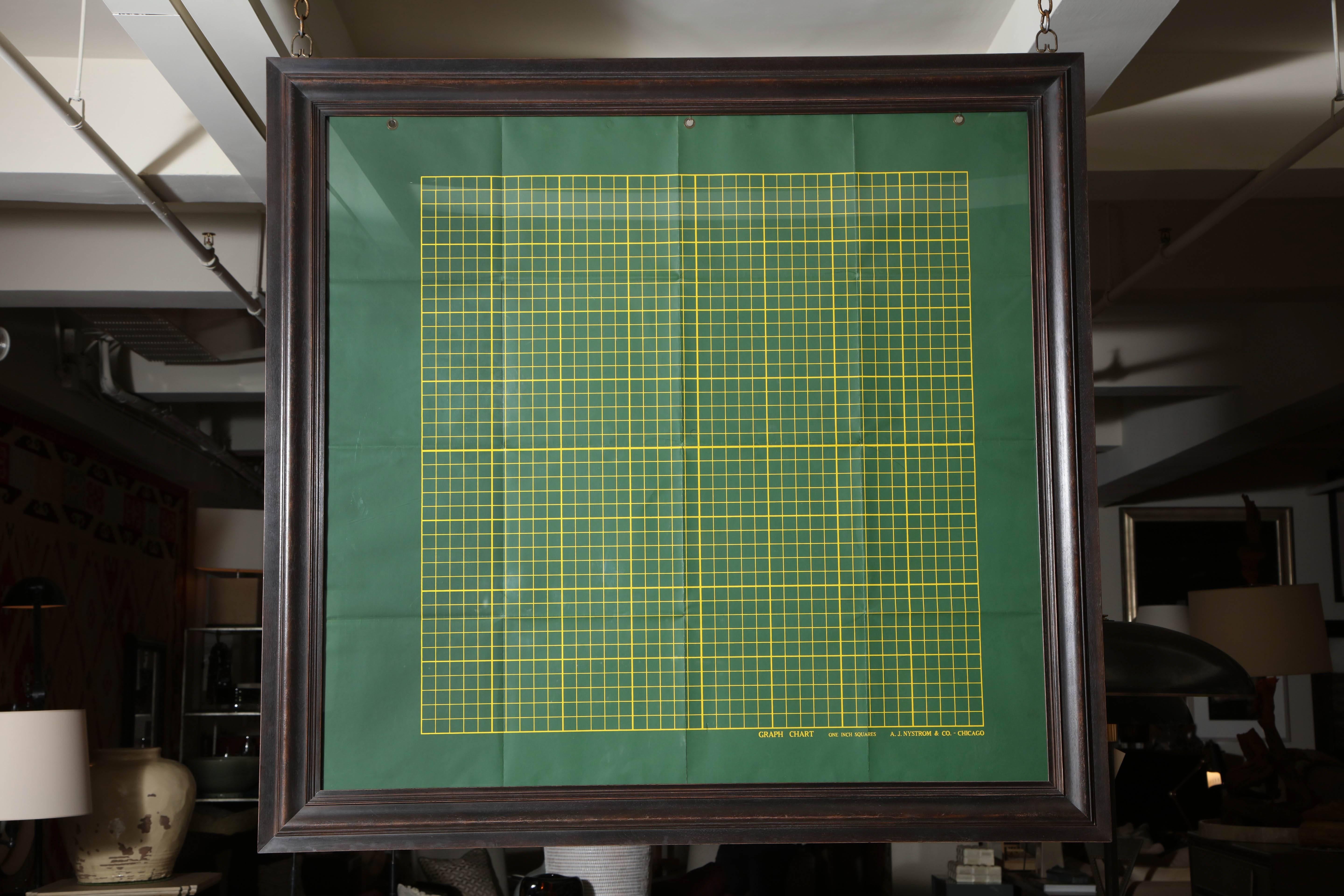 A.J. Nystrom & Company of Chicago, IL, double-sided scientific graph chart, circa 1940, framed in a custom double sided walnut frame.