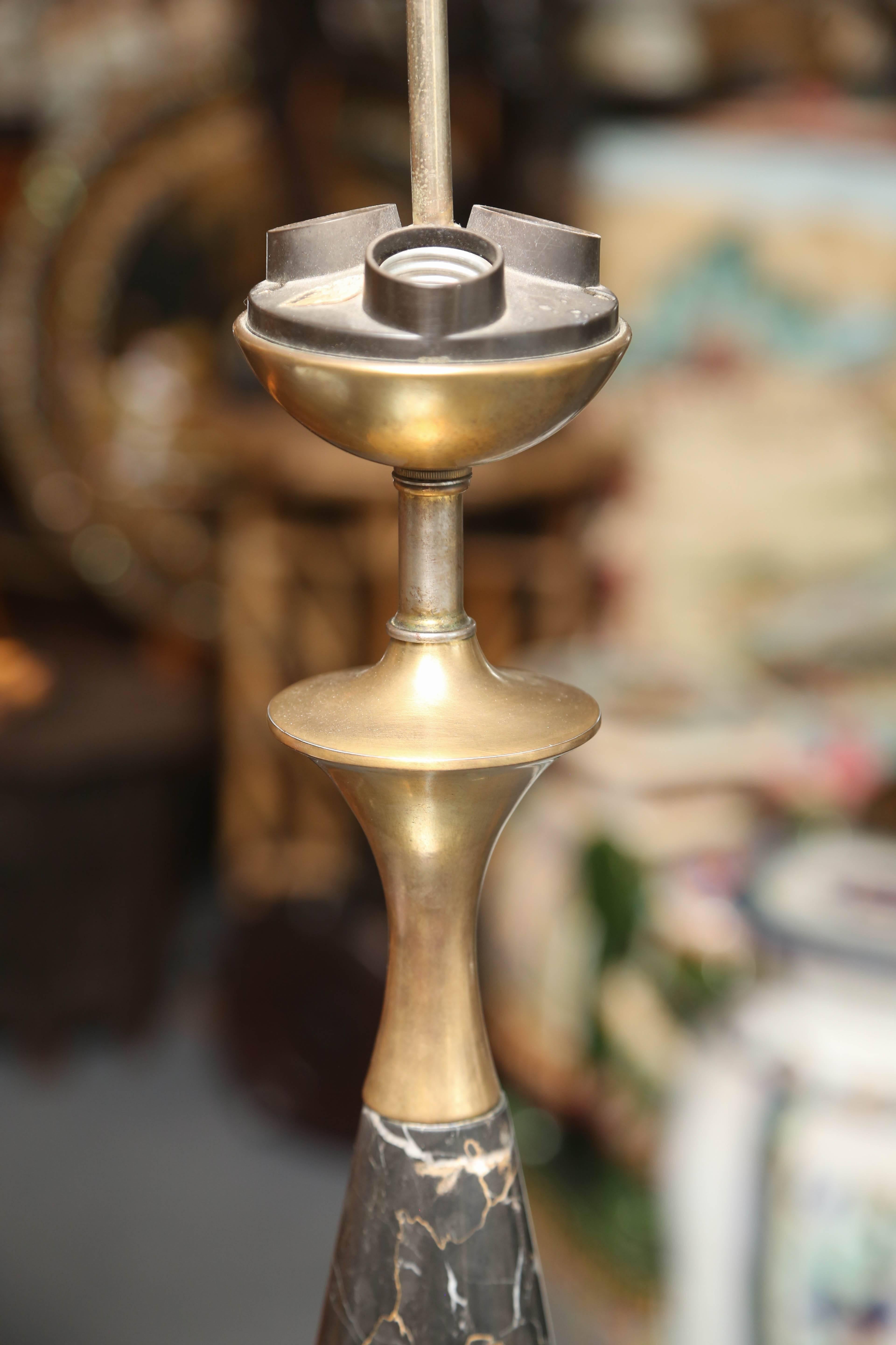 Brass Superb Pair of Mid-Century Italian Marble Lamps