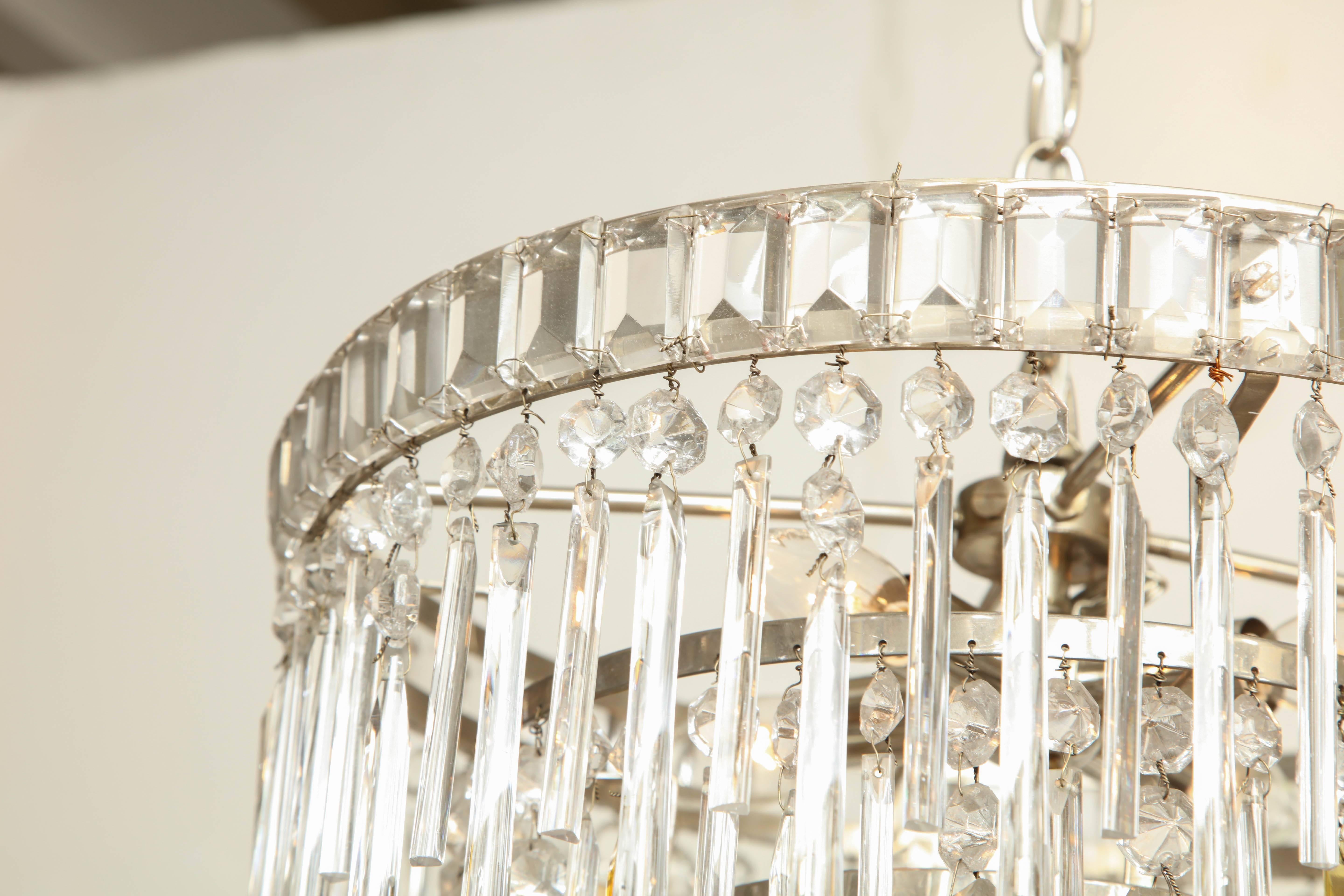 Italian Murano Glass Chandelier with Clear and Amber Crystal Tear Drops, Italy, 1980s For Sale
