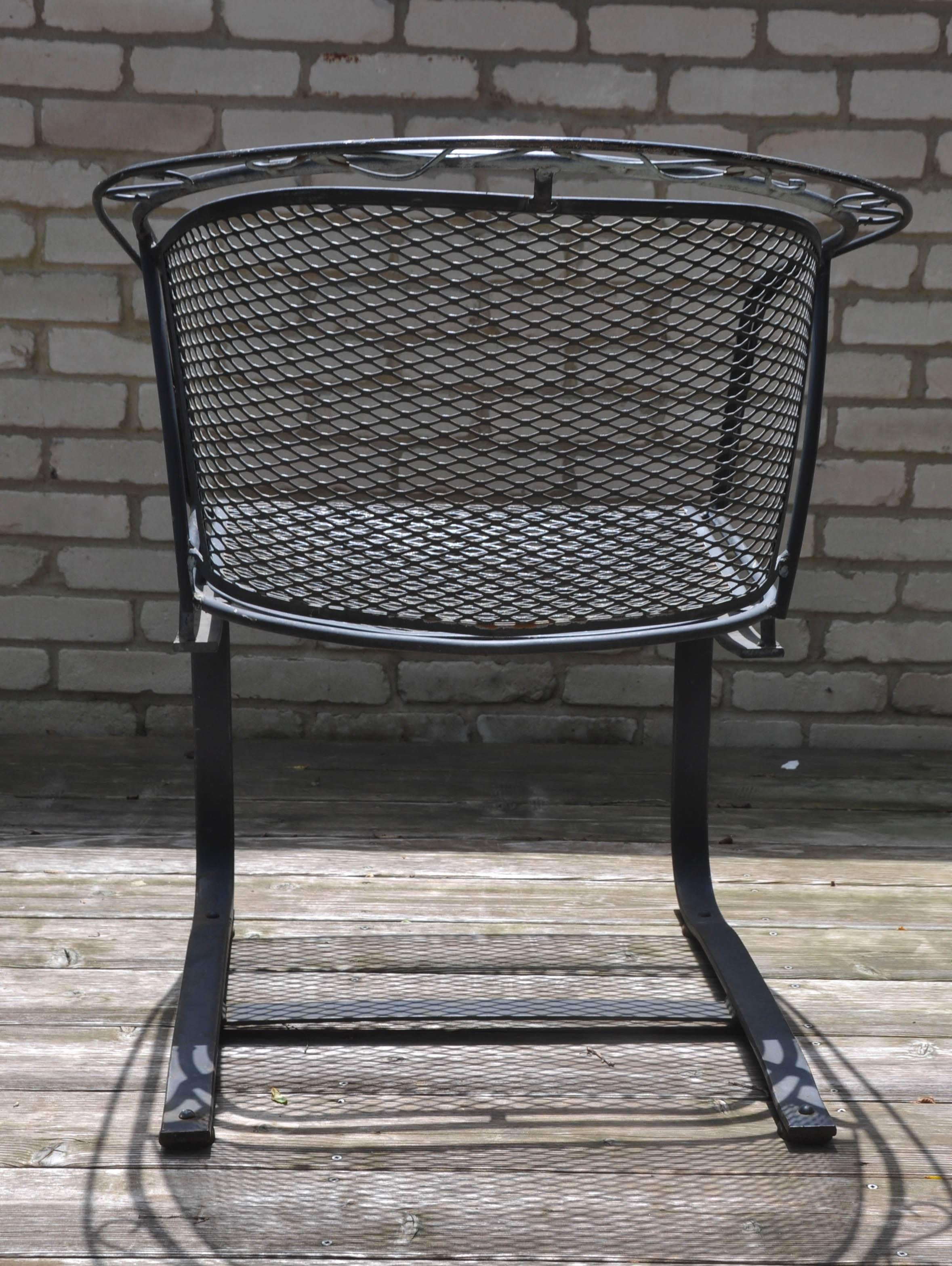 barrel back wrought iron chair