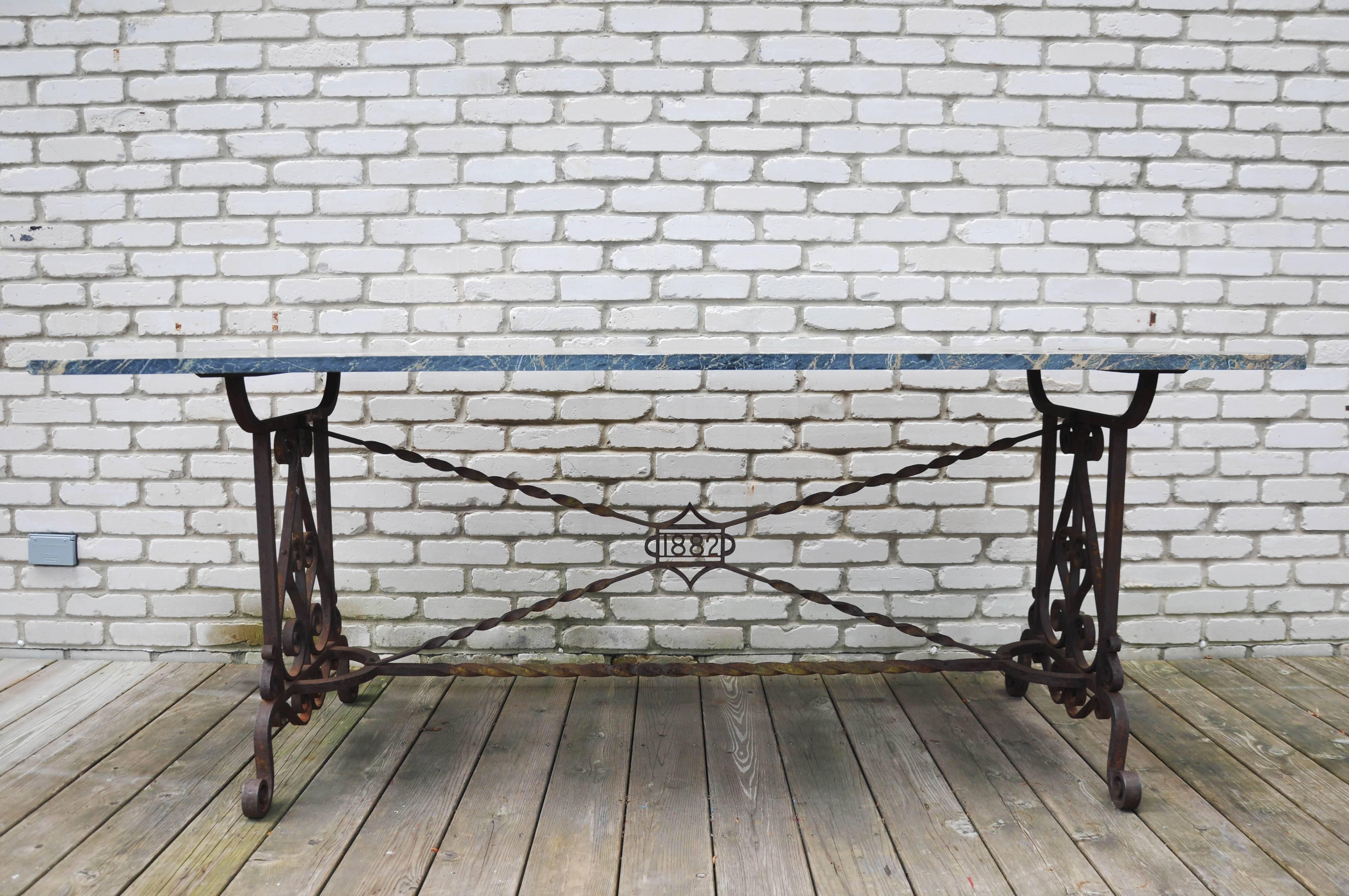 Turned 19th Century Wrought Iron Center Table/Garden Table